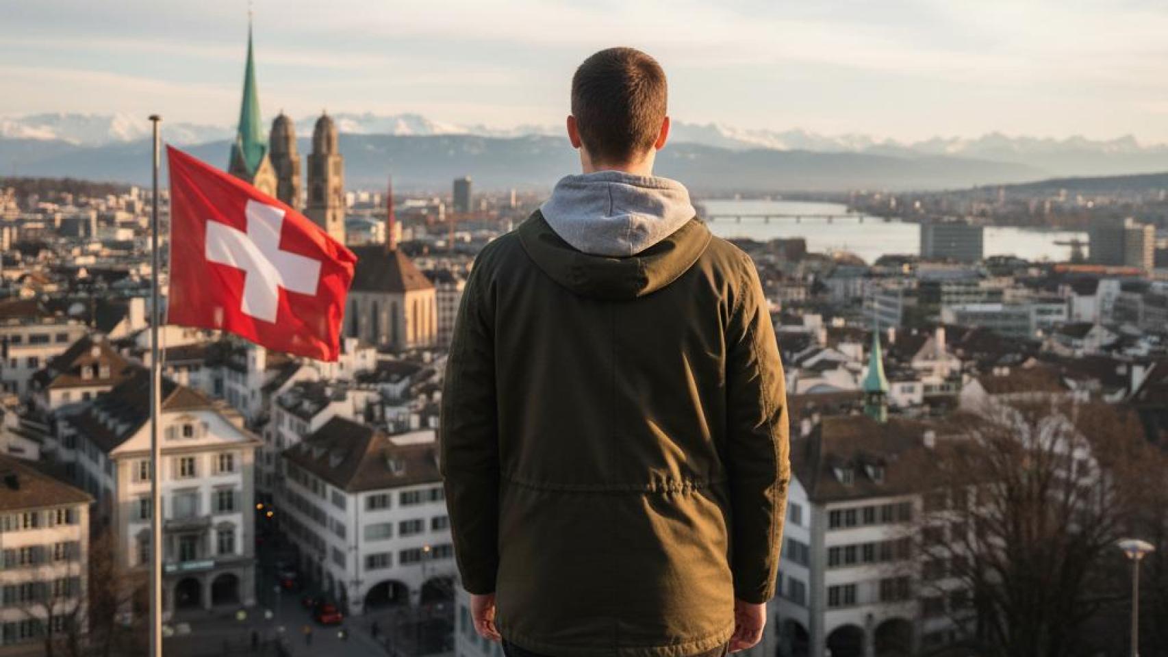 Imagen de un joven en Zúrich generada por IA.