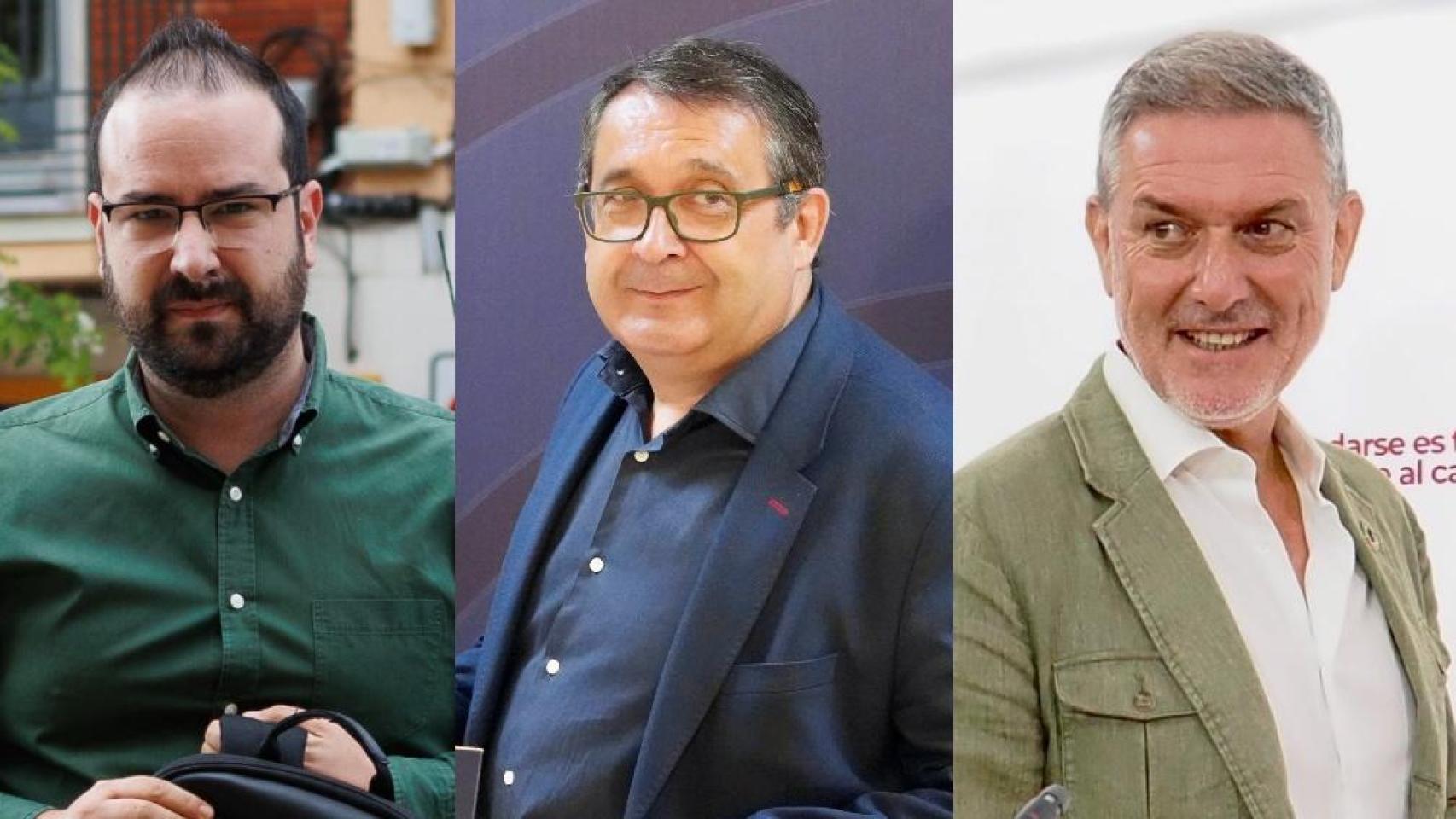 Los exprocuradores del PSOE en las Cortes de Castilla y León Ángel Hernández y Juan Luis Cepa y el procurador José Luis Vázquez, en un montaje de EL ESPAÑOL