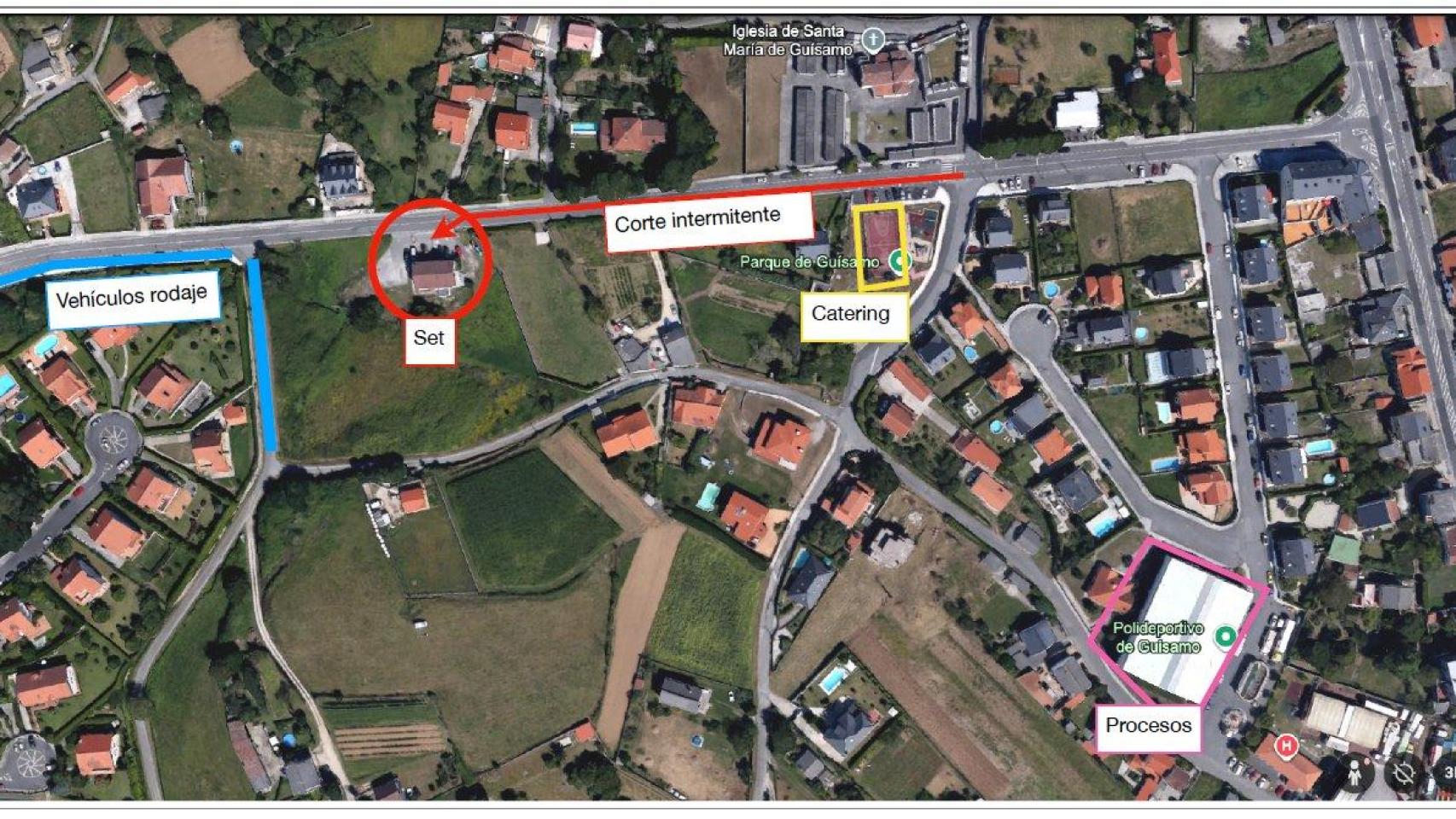 Cortes de tráfico en Guísamo por el rodaje de 'El crimen de Pazos'.