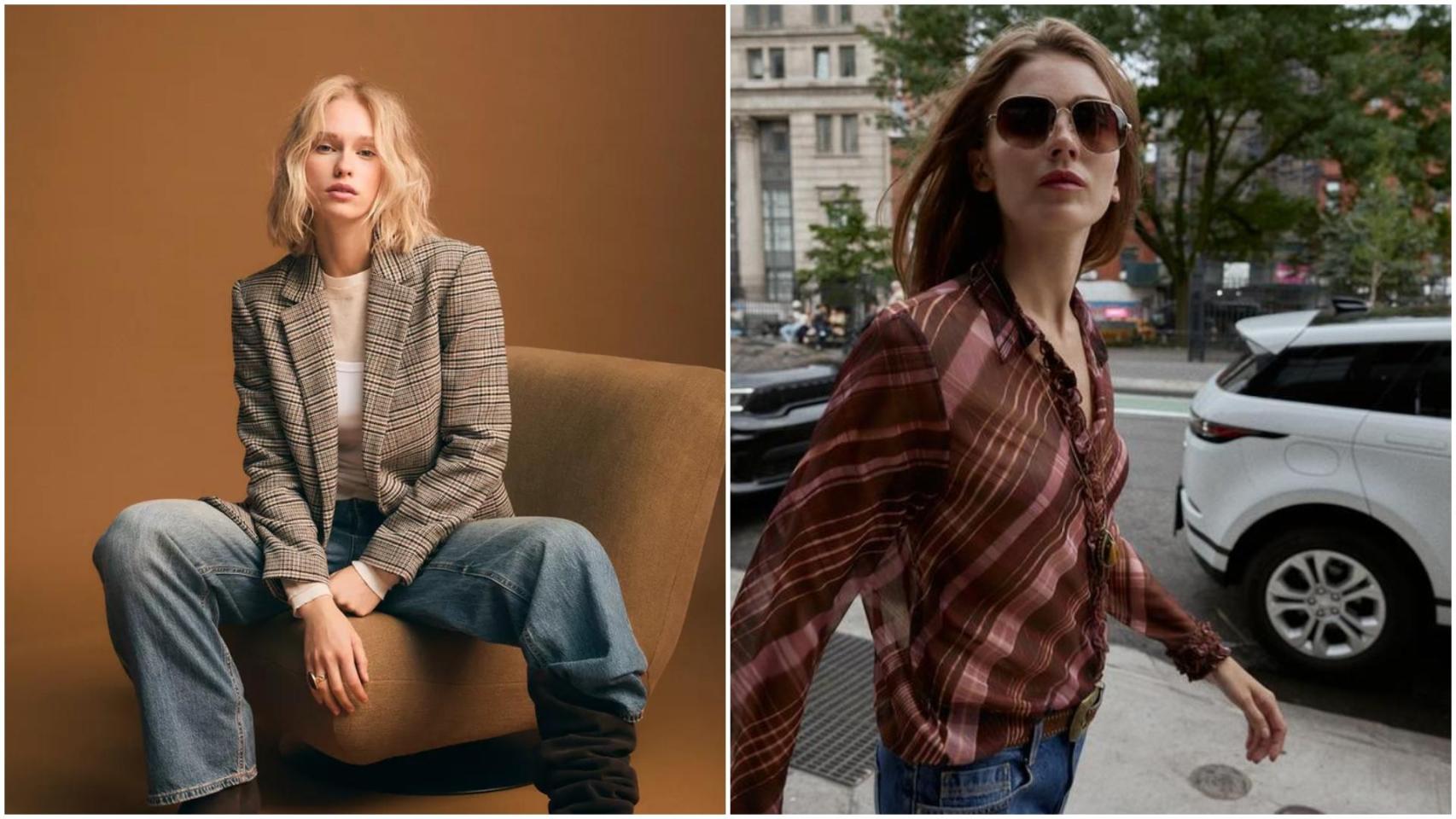 Blazer y blusa de cuadros