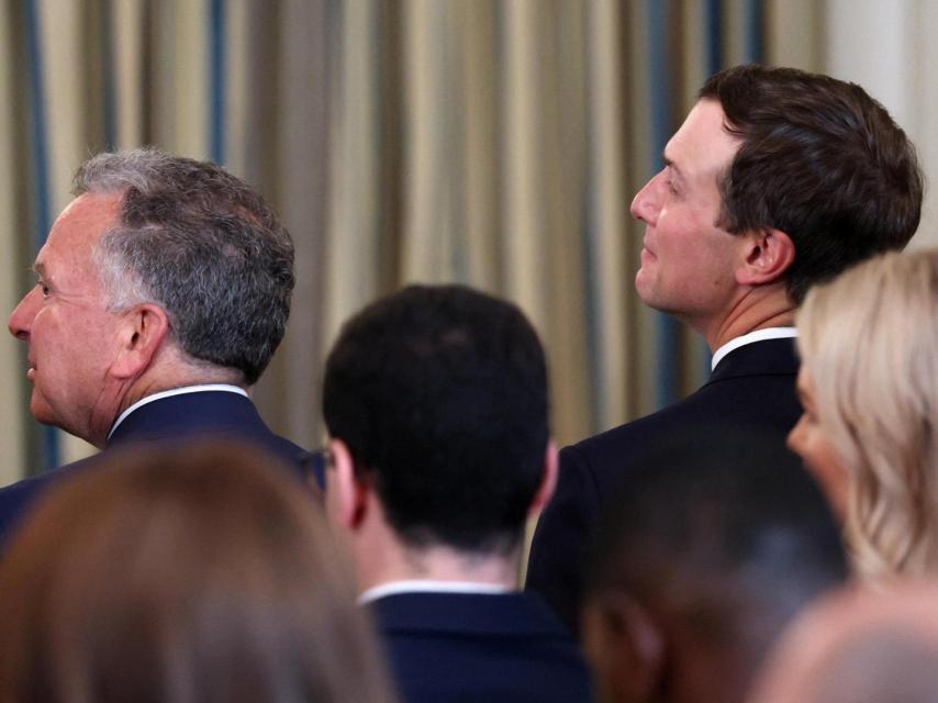 Steve Witkoff and Jared Kushner, during the announcement of the Trump plan in Washington.