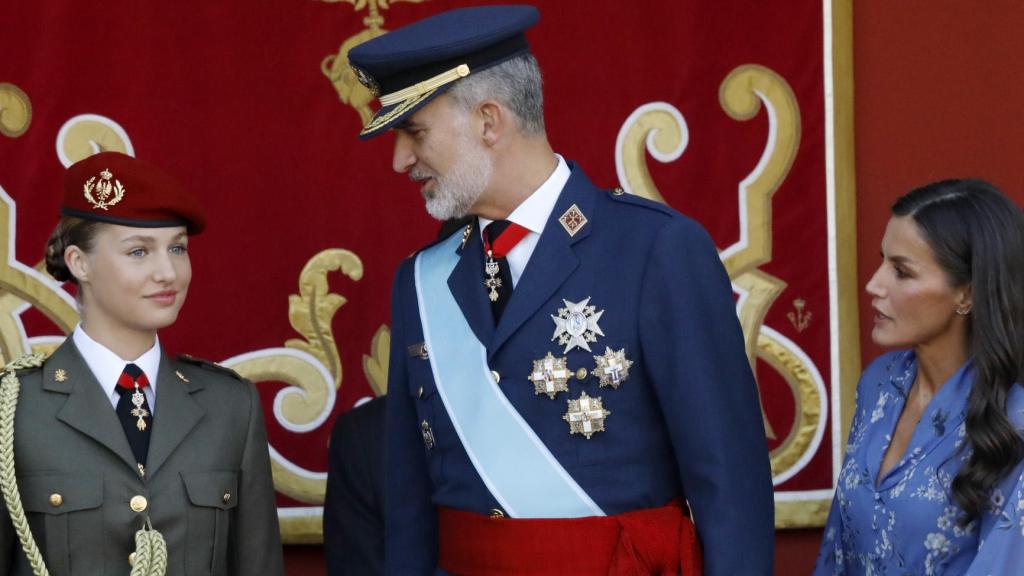 Los Reyes y Leonor, en el Día de la Hispanidad 2023.