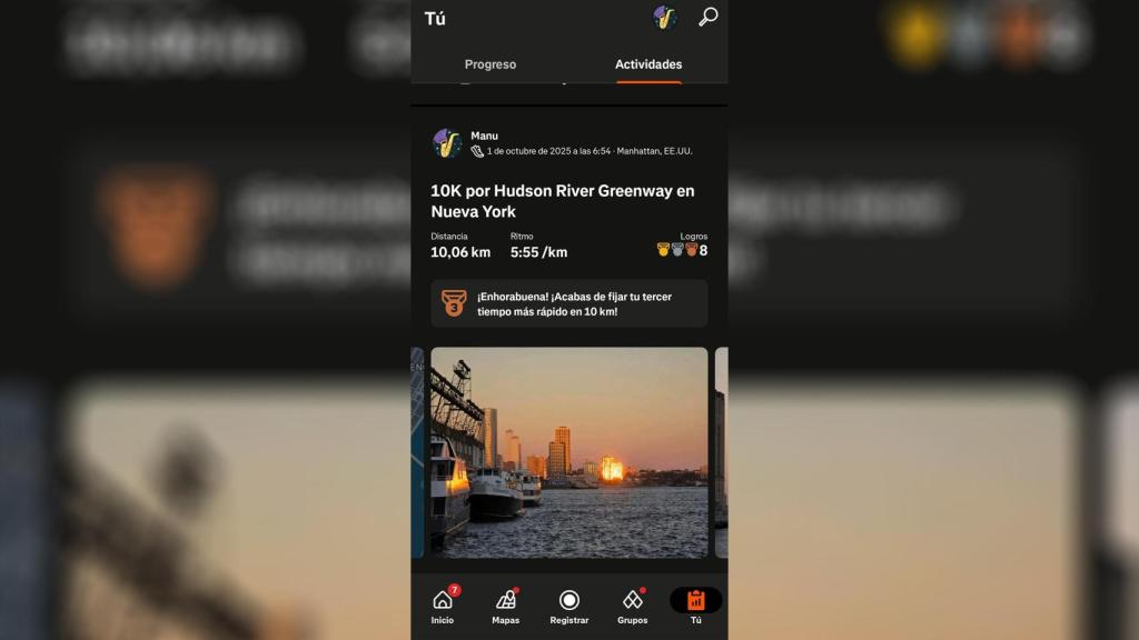Sesión sincronizada en Strava desde un reloj inteligente