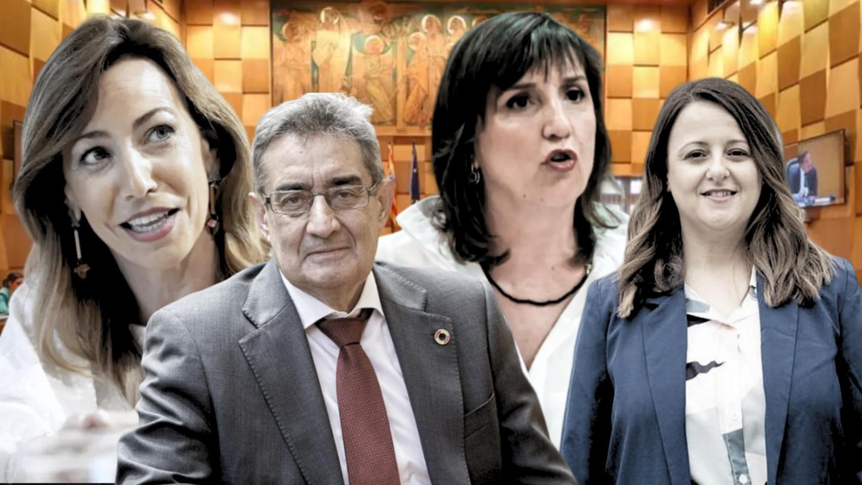 Natalia Chueca y los portavoces de la oposición.