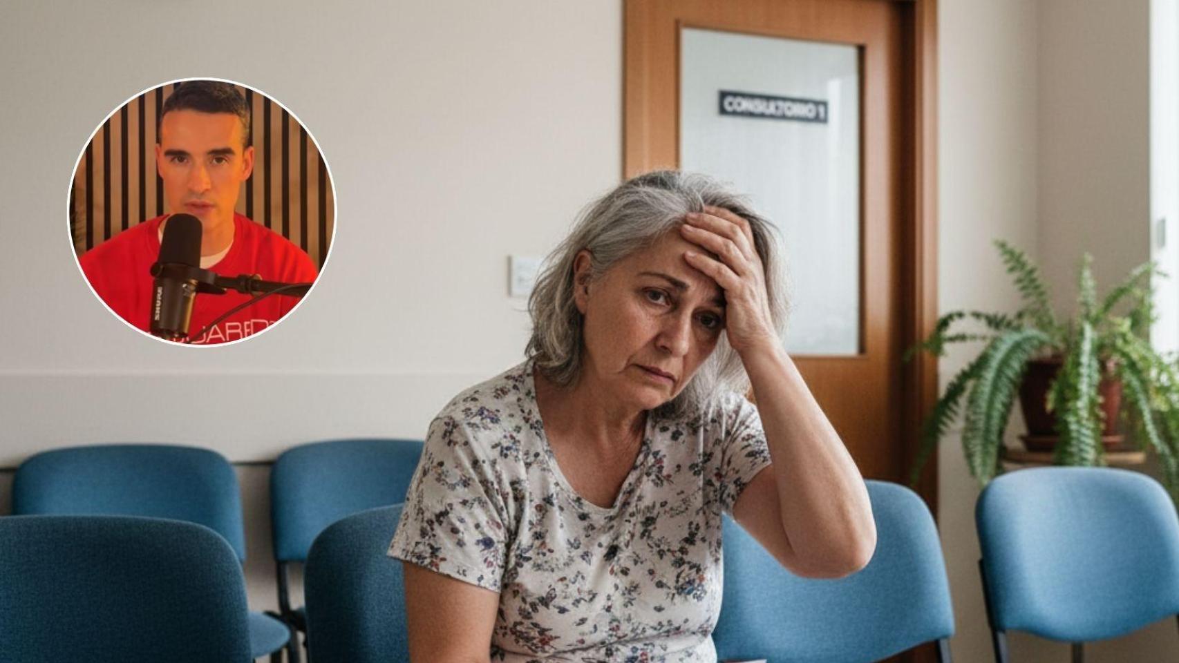 Javier Sanz y una mujer en un consultorio médico generada con IA.