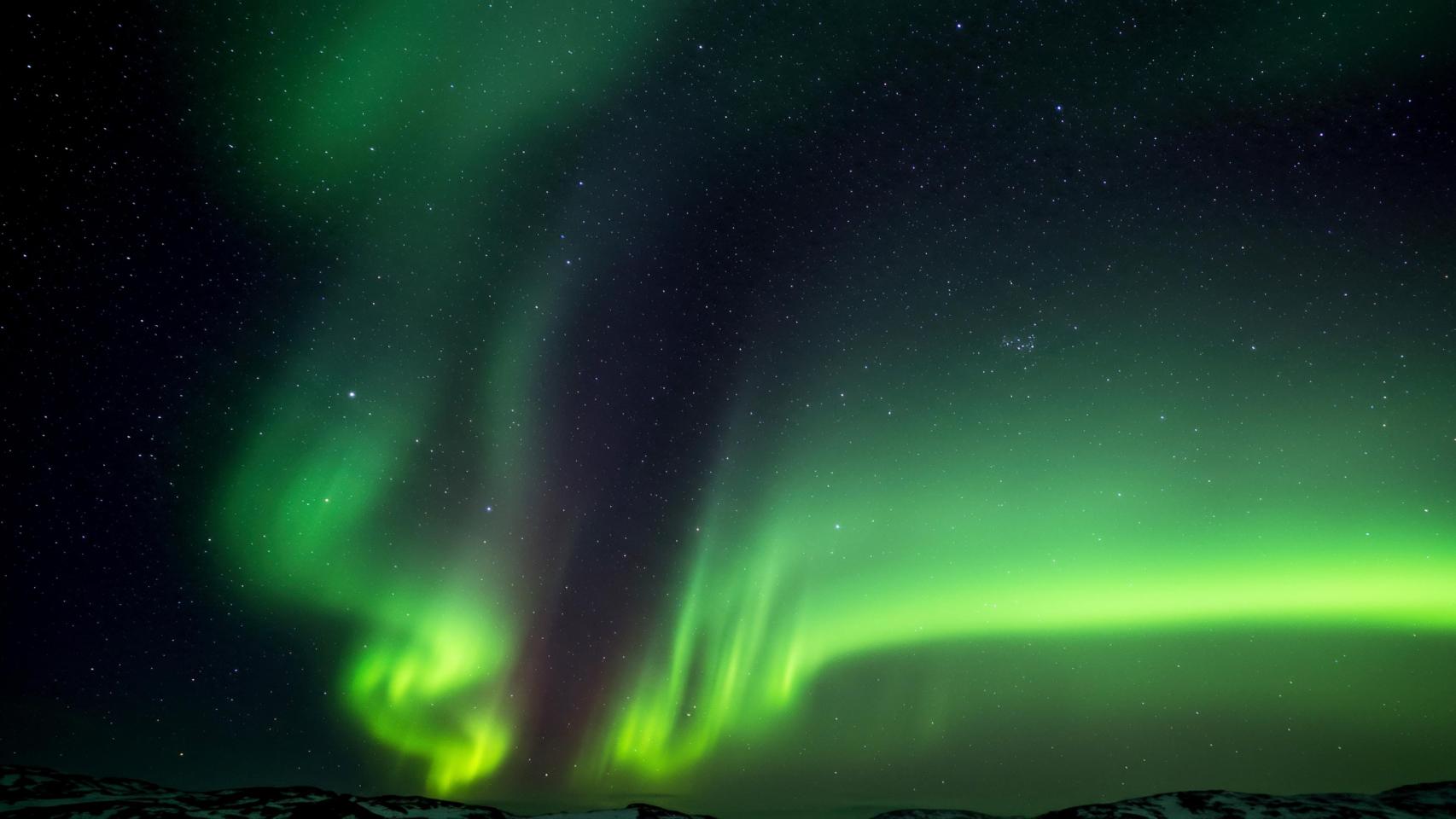 Imagen de archivo de una aurora boreal