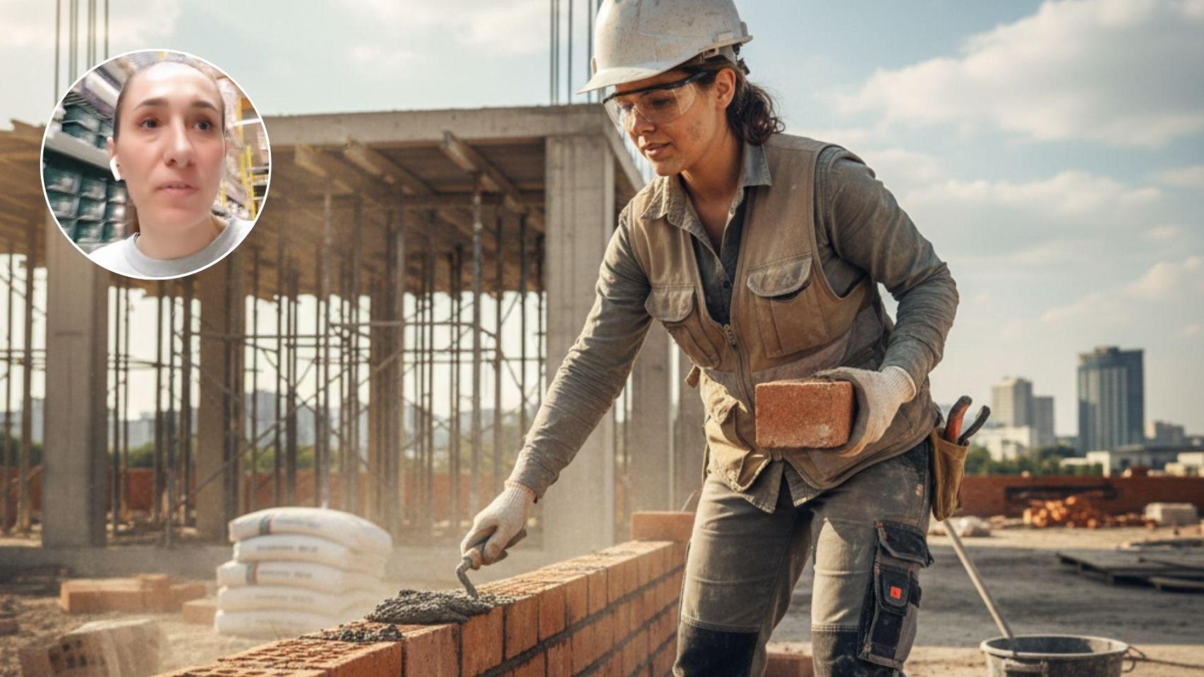 Imagen generada por IA de una albañila y una imagen de Margarita.