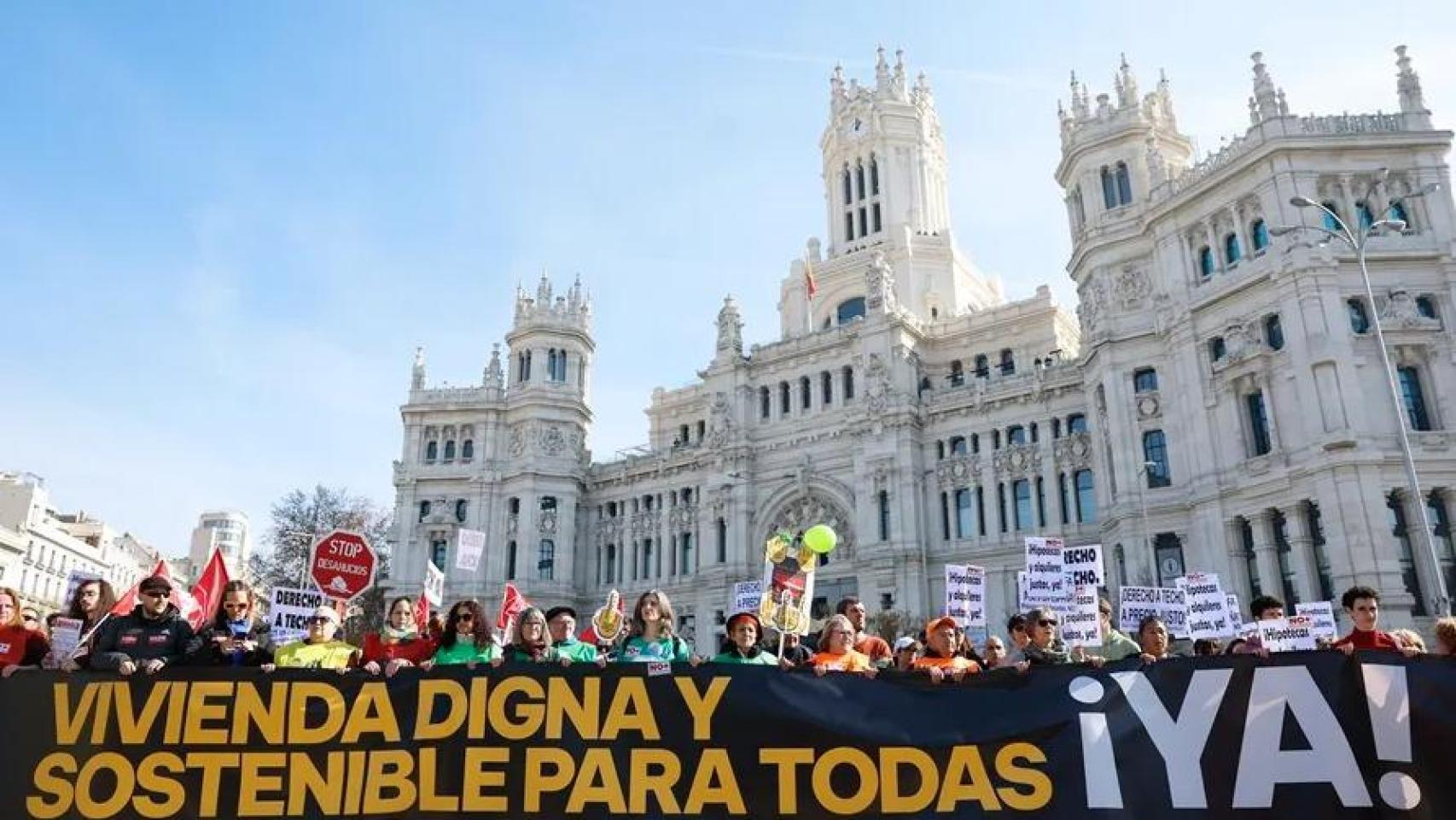 Manifestación contra la subida de los precios de la vivienda en Madrid.