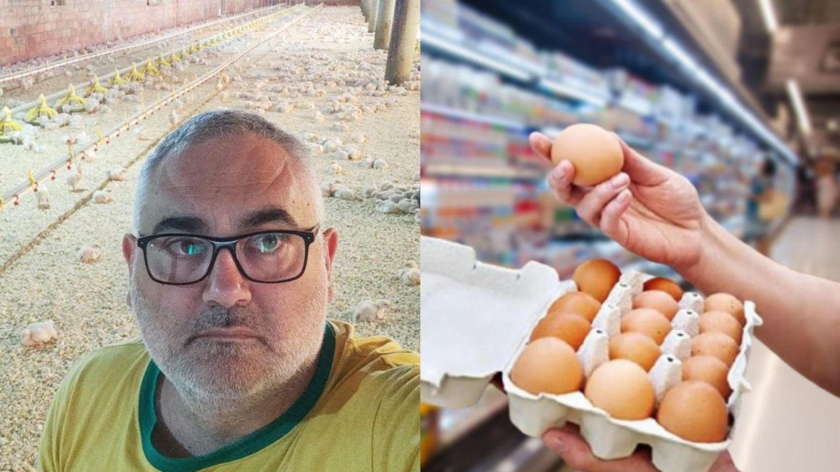 Fotomontaje de Eloy Ureña, productor de pollos y responsable avícola de la COAG.