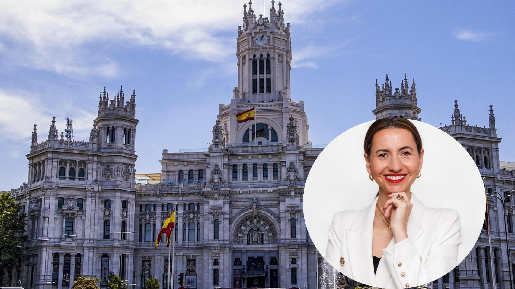 Montaje de Ana Cerdeira con la fachada del ayuntamiento de Madrid (Pixabay).