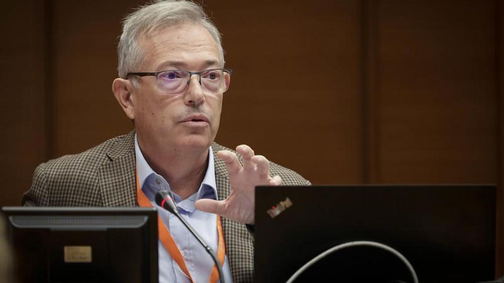 Félix Ramón Francés, catedrático de la UPV, en su comparecencia de este martes en la comisión. José Cuéllar / Corts