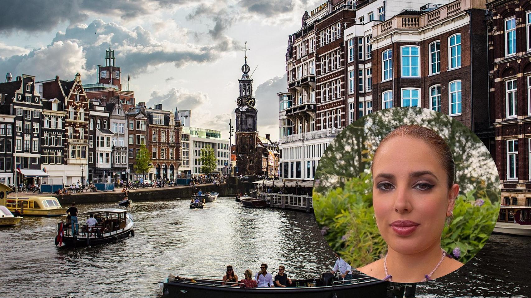 Montaje de Mariola con una imagen de Ámsterdam (Pixabay).