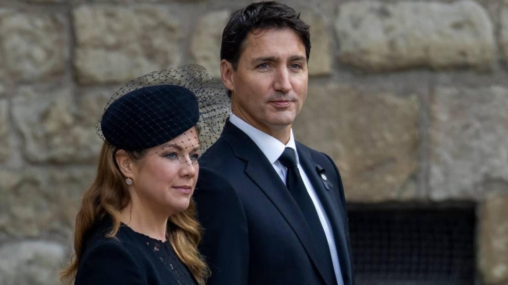 Justin Trudeau y Sophie Grégoire, en el funeral de Isabel II.