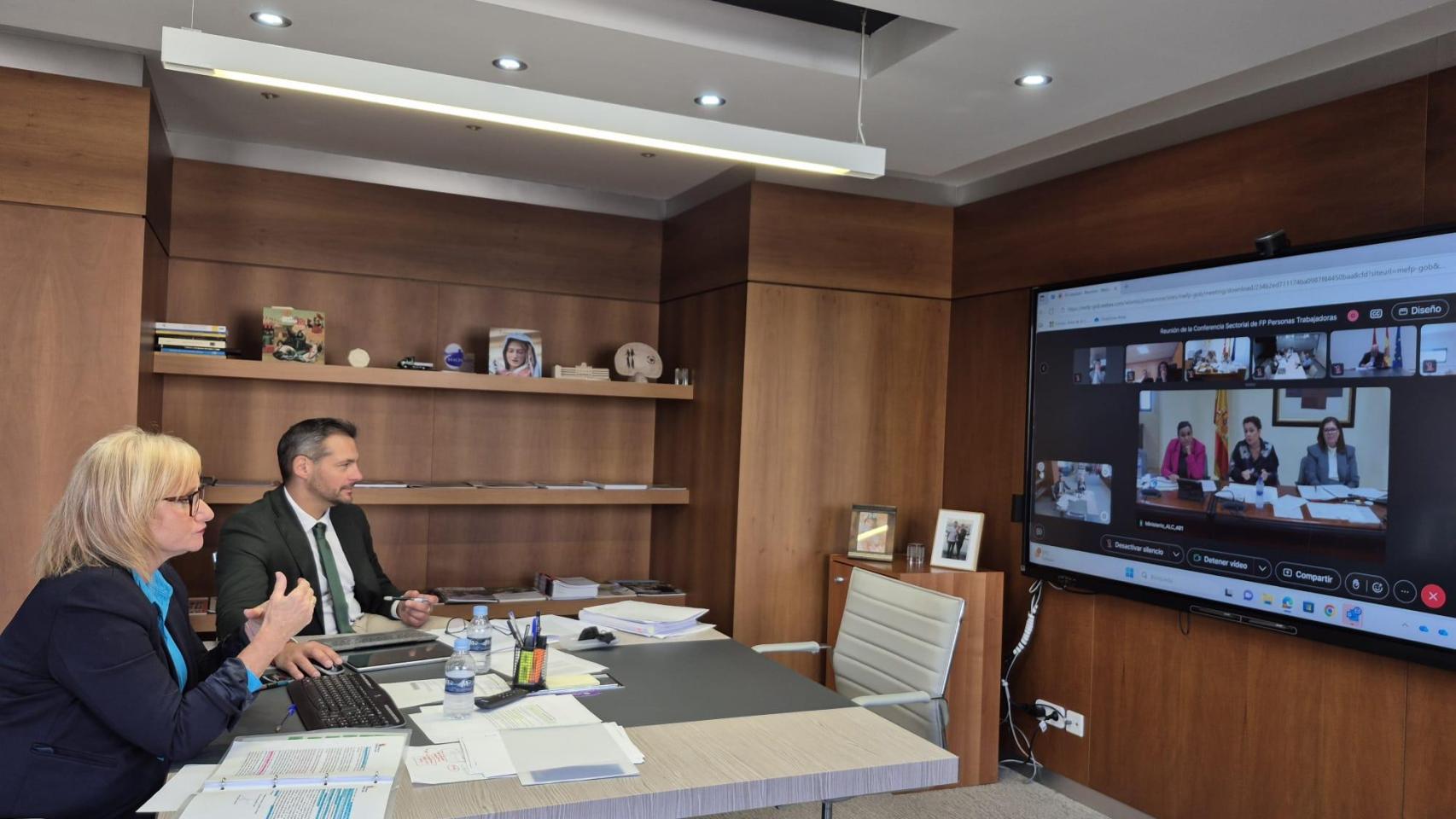 La consejera de Industria, Comercio y Empleo, Leticia García, durante su participación en la Conferencia Sectorial de Formación Profesional para Personas Trabajadoras