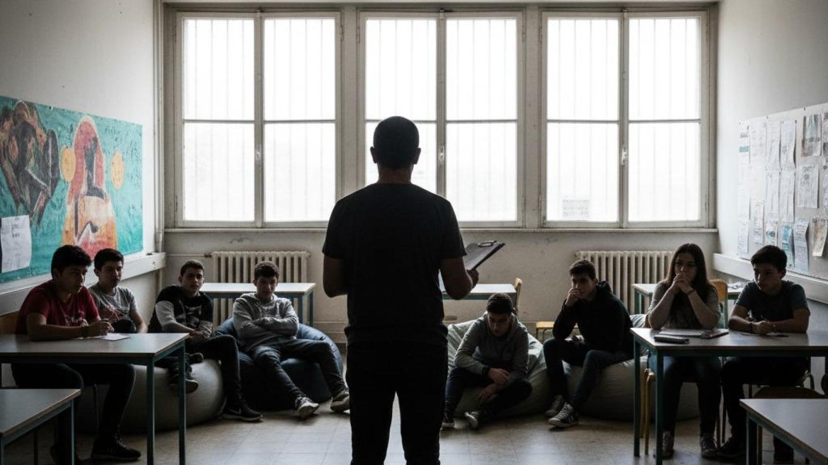 Imagen recurso de un educador social con adolescentes