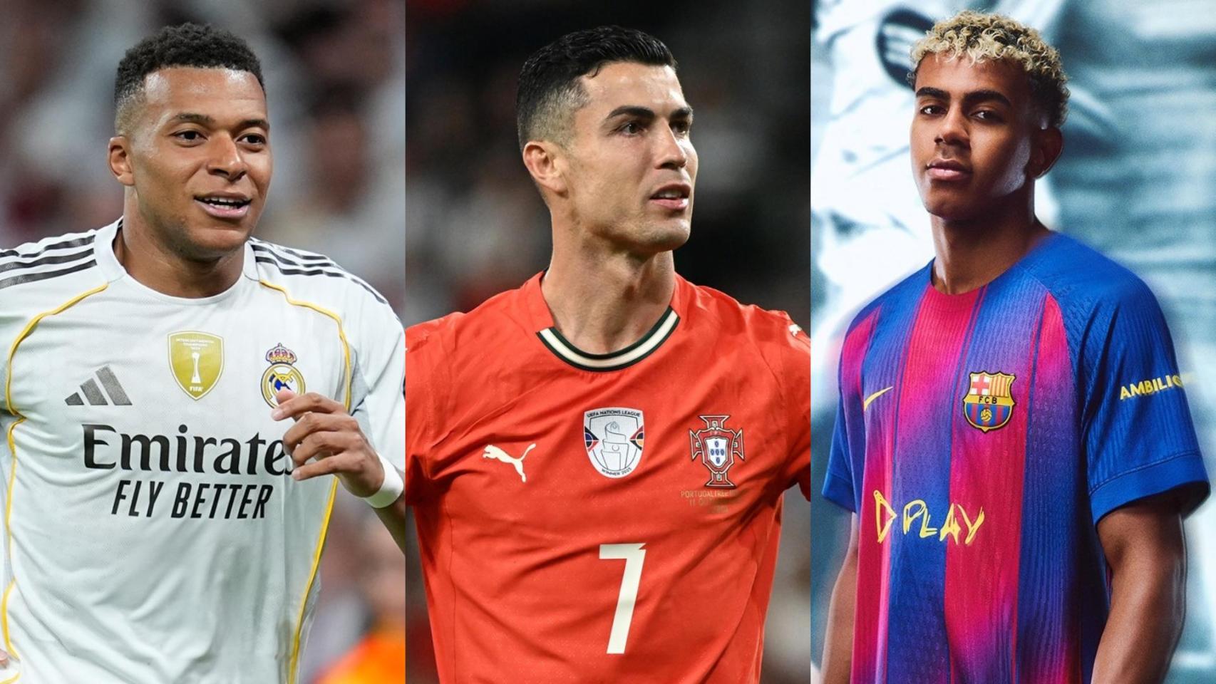 Cristiano Ronaldo lidera la lista de millonarios del fútbol, seguido por Mbappé y el ascendente Yamal.