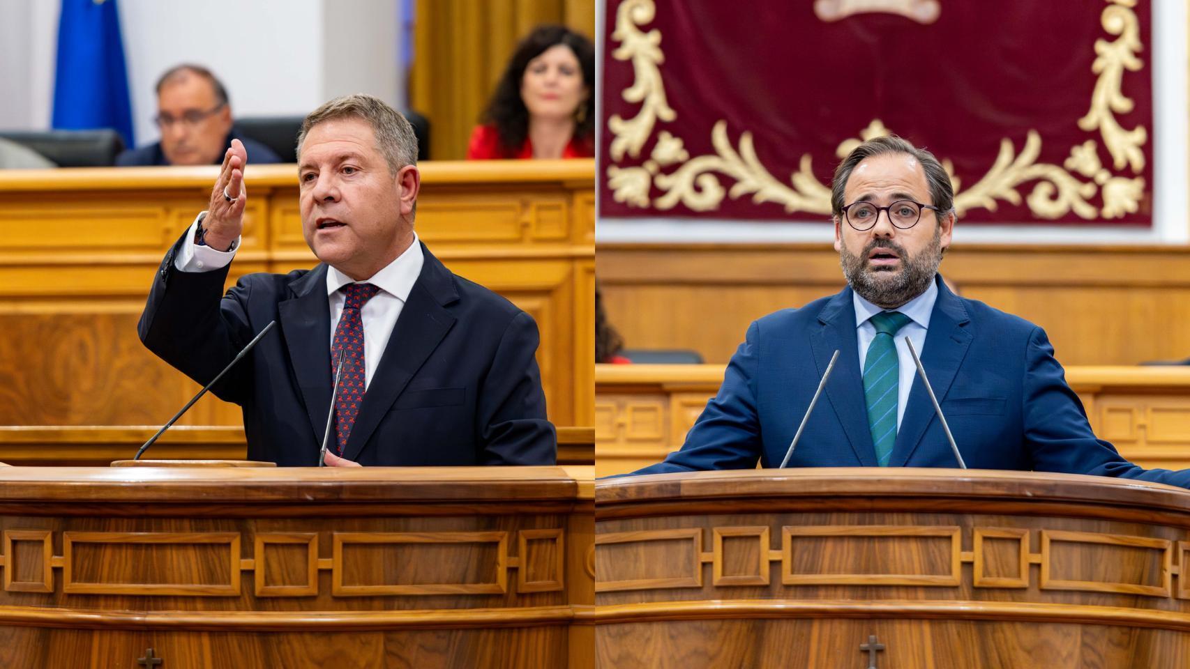 Emiliano García-Page y Paco Núñez en el Debate sobre el Estado de la Región celebrado hace un año.