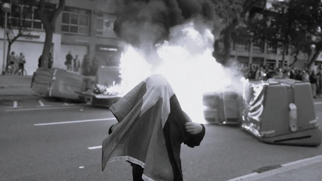 Manifestante propalestino este miércoles en Barcelona.