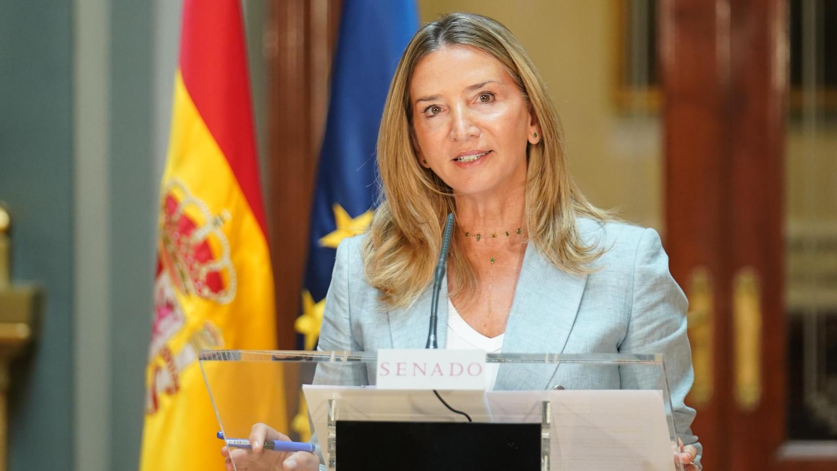 Alicia García, portavoz del Grupo Popular en el Senado, durante su comparecencia de este jueves.