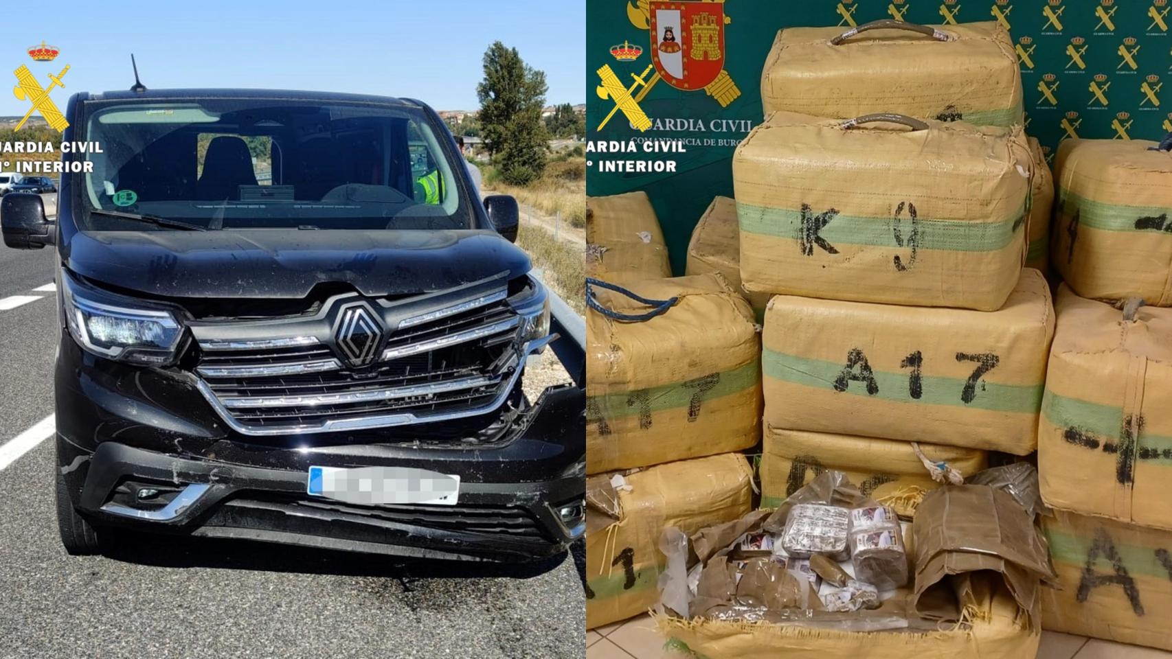 Estado en el que quedó el vehículo y el material requisado