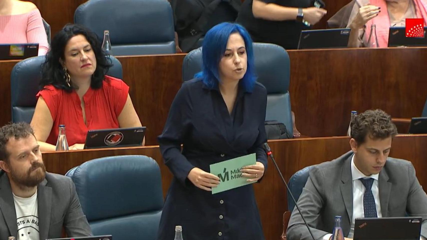La diputada de Más Madrid Marta Carmona este jueves en la Asamblea regional.