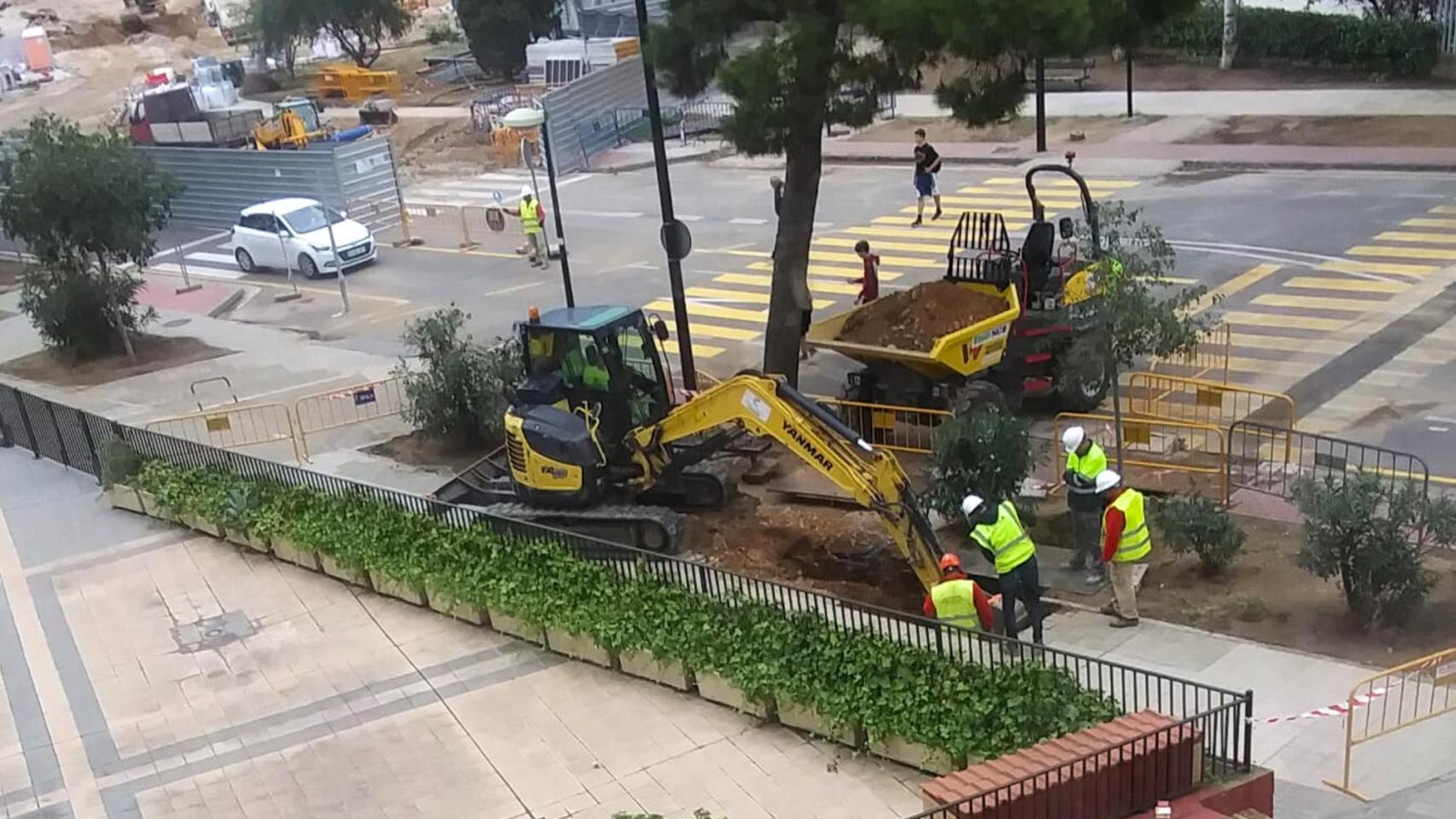 Las máquinas, en la zona de la avería.