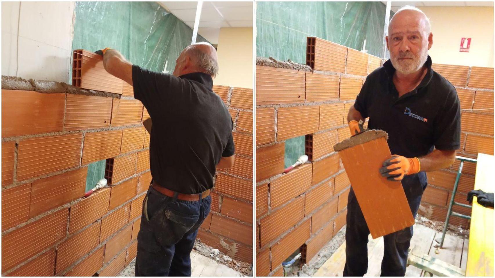 José María, albañil, durante su jornada de trabajo.