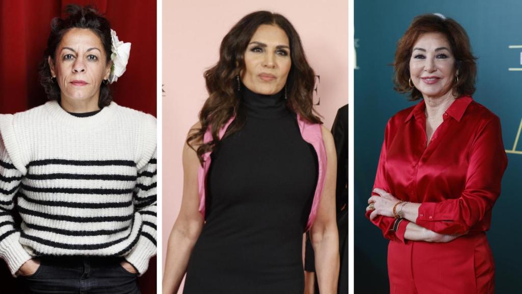 Cristina Medina, Encarna Salazar y Ana Rosa Quintana en un montaje de JALEOS.