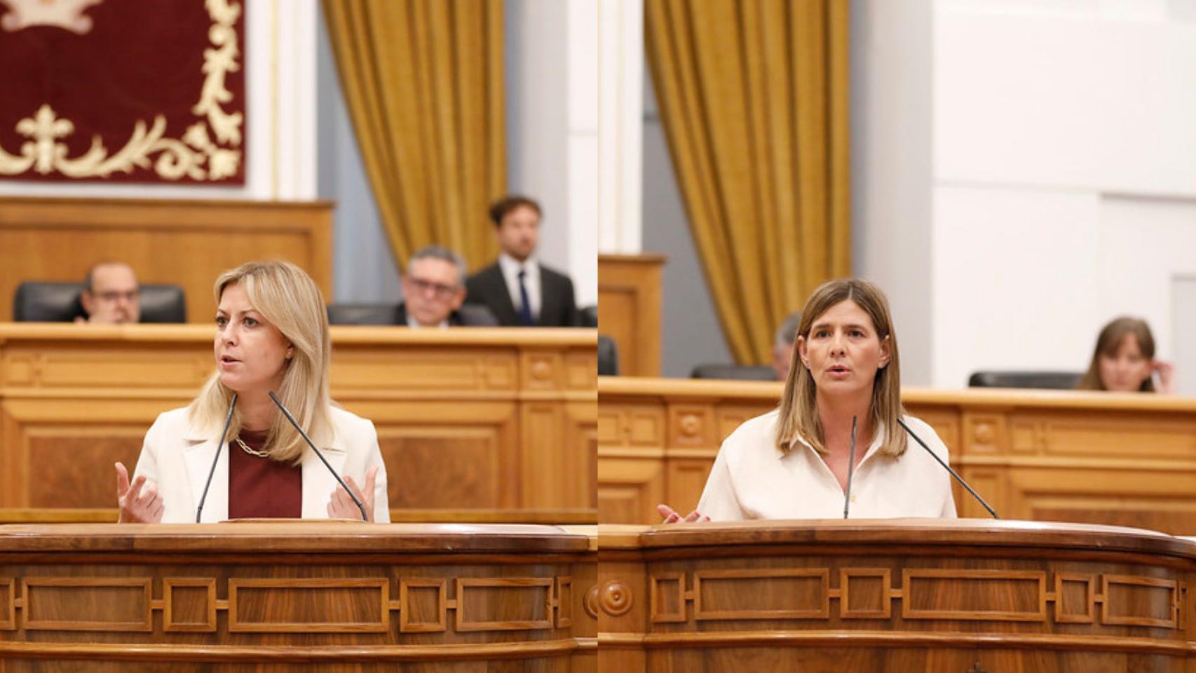 Montaje con las intervenciones de Ana Isabel Abengózar (PSOE) y Carolina Agudo (PP) en la segunda jornada del Debate sobre le Estado de la Región.