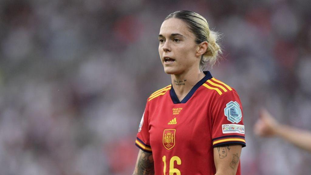 Mapi León, durante un partido con la selección española.