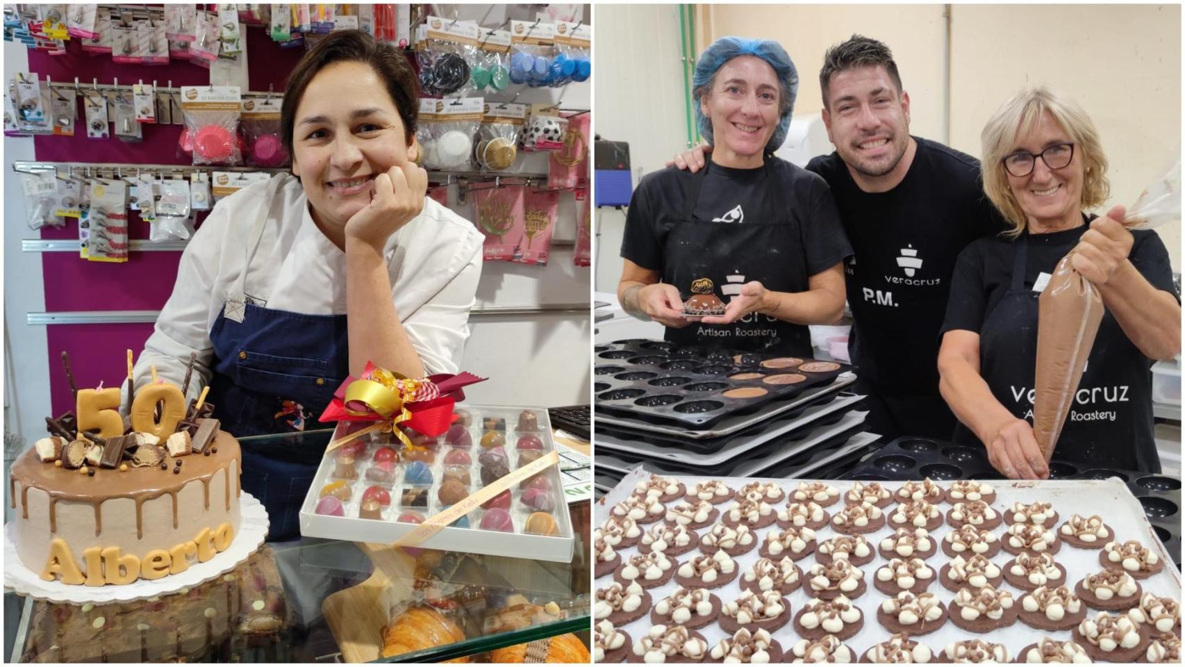 Raquel Martínez, de Los postres de Kelly, y parte del equipo de Habaziro.