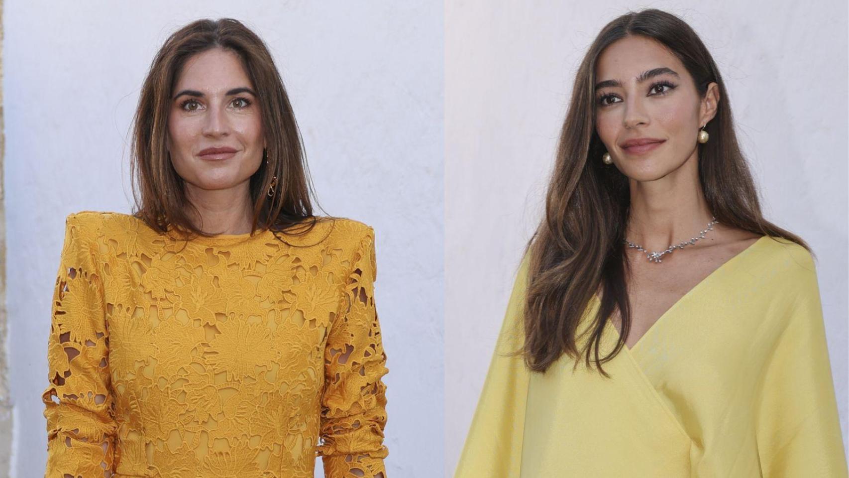 Lourdes Montes y Rocío Crusset han elegido sendos atuendos en color amarillo para asistir a a boda de Alberto Herrera y Blanca Llandres.