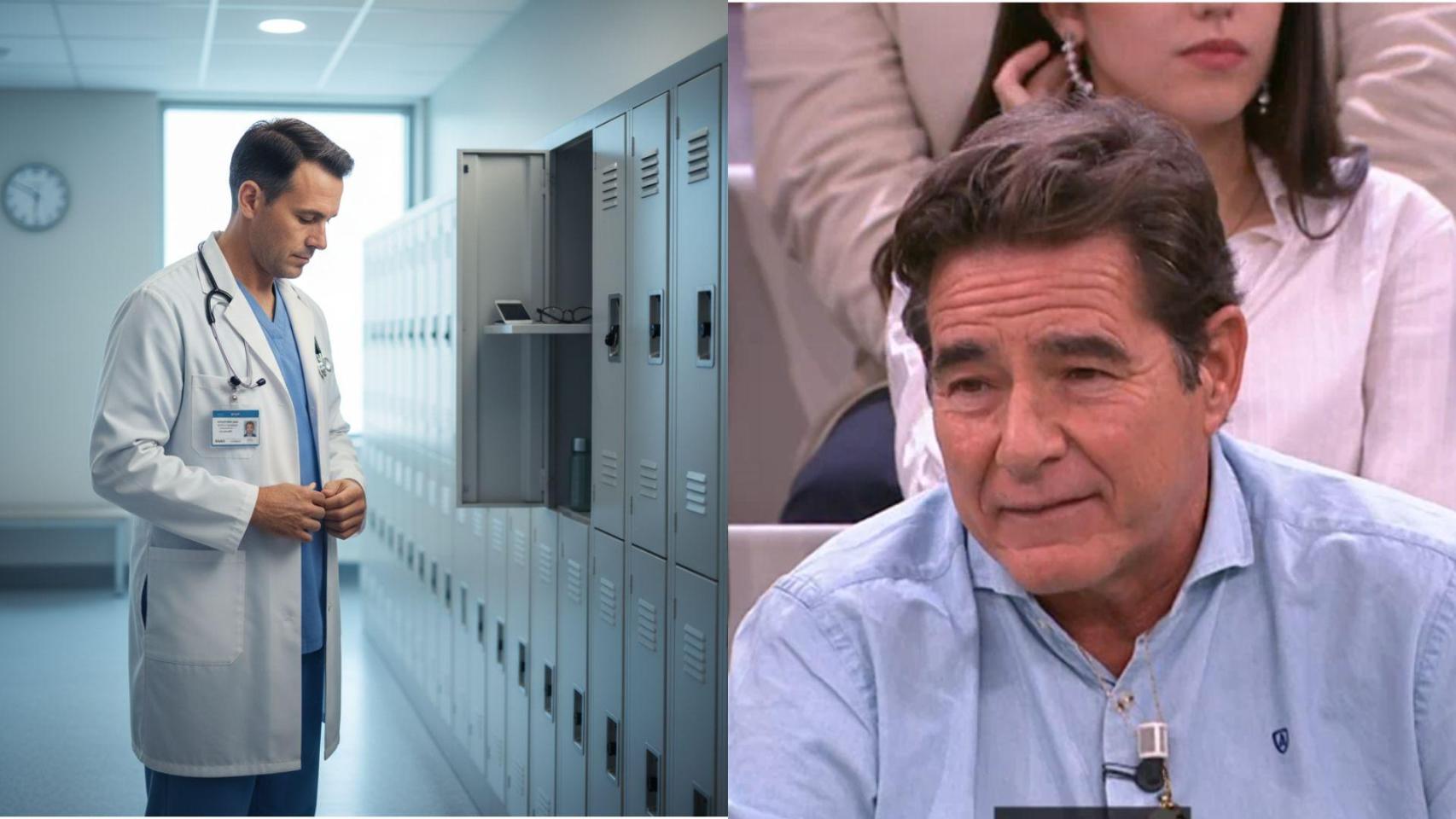 Imagen generada por IA de un médico y una imagen de Javier.