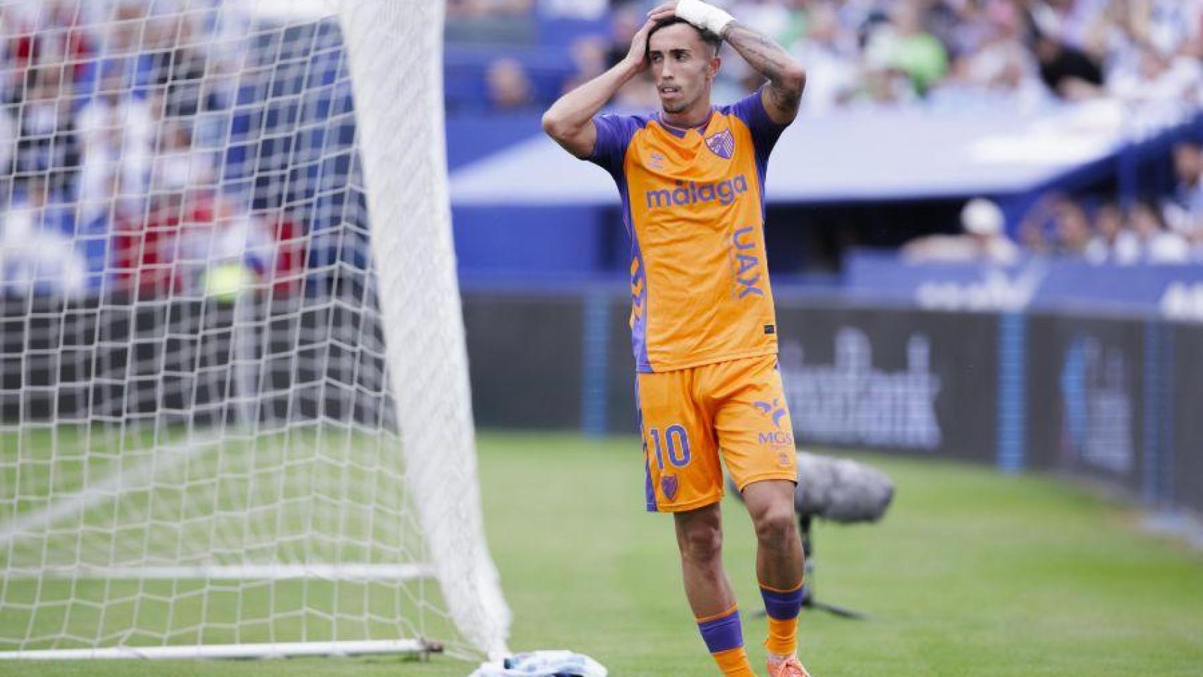 Larrubia se lamenta durante el Leganés vs. Málaga