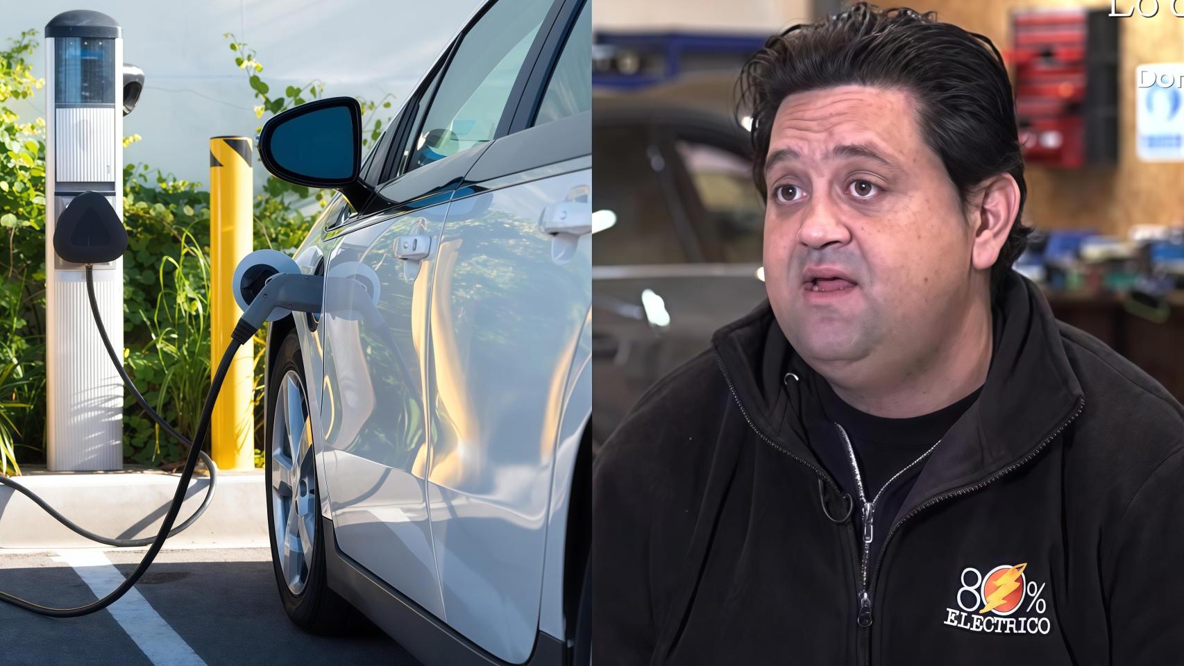 Montaje de un coche eléctrico y Jorge González