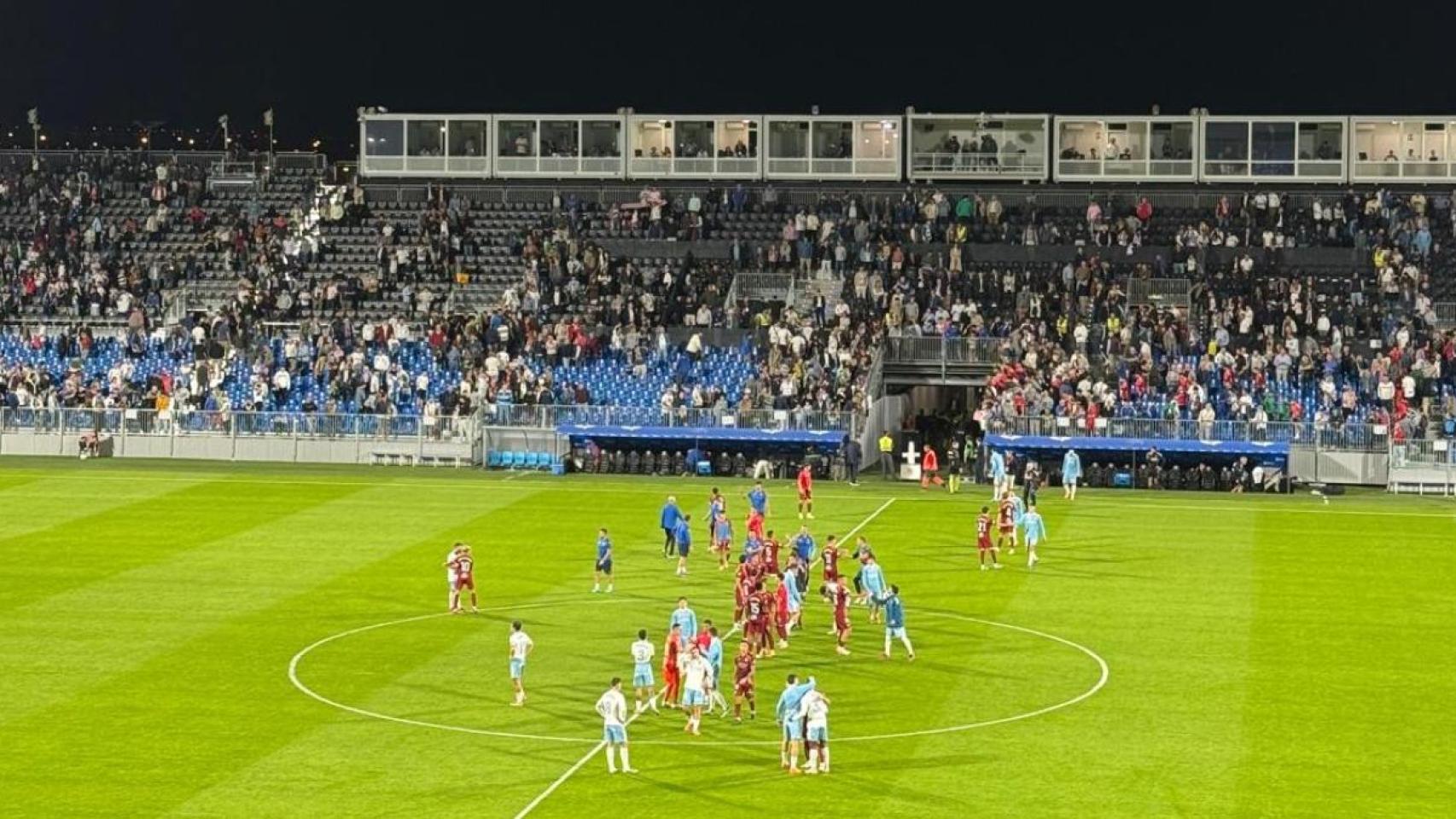 Final del último partido en el Ibercaja Estadio.