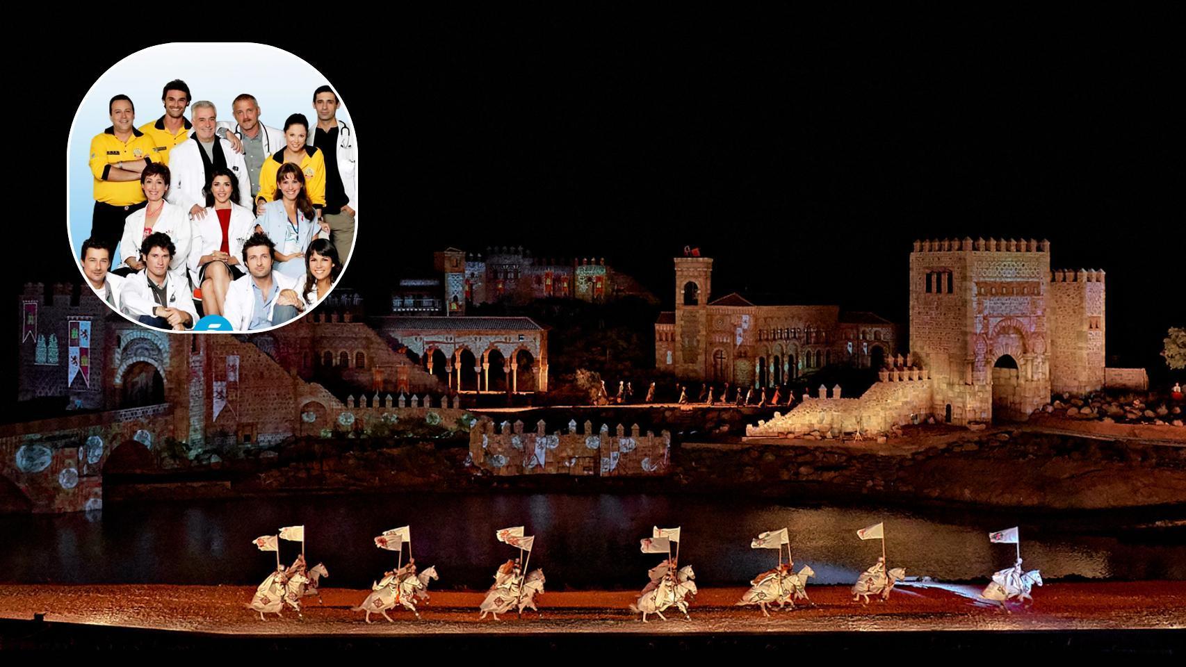 Montaje de una imagen de la serie 'Hospital Central' y Puy Du Fou.