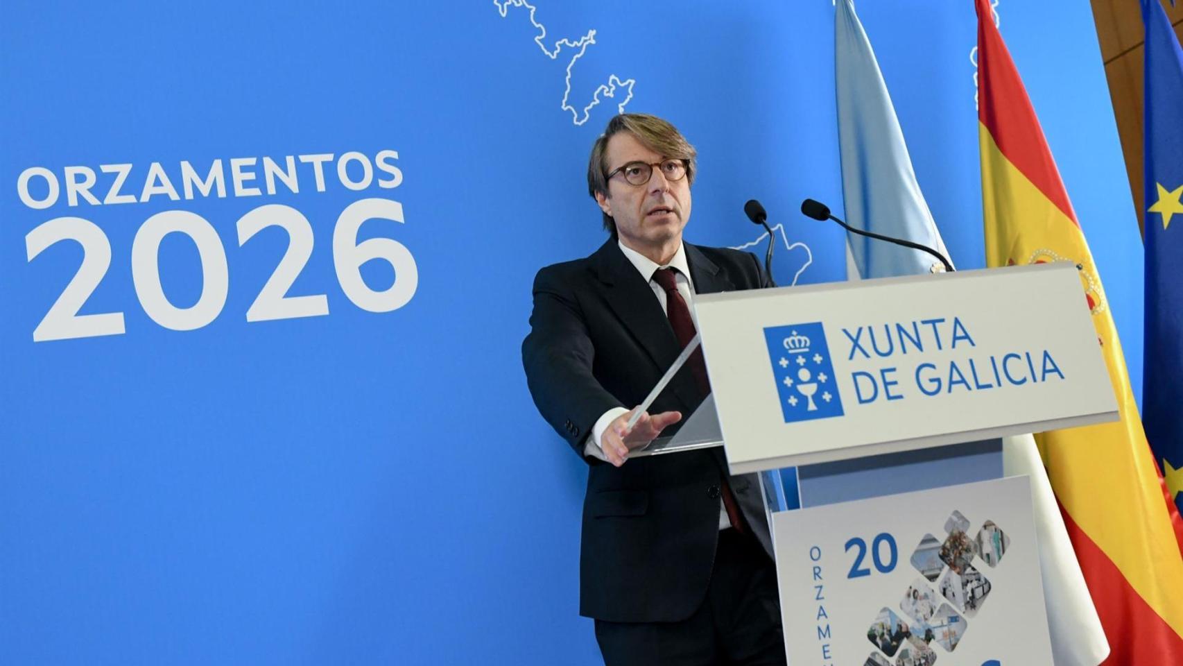 El conselleiro de Facenda, Miguel Corgos, en rueda de prensa.