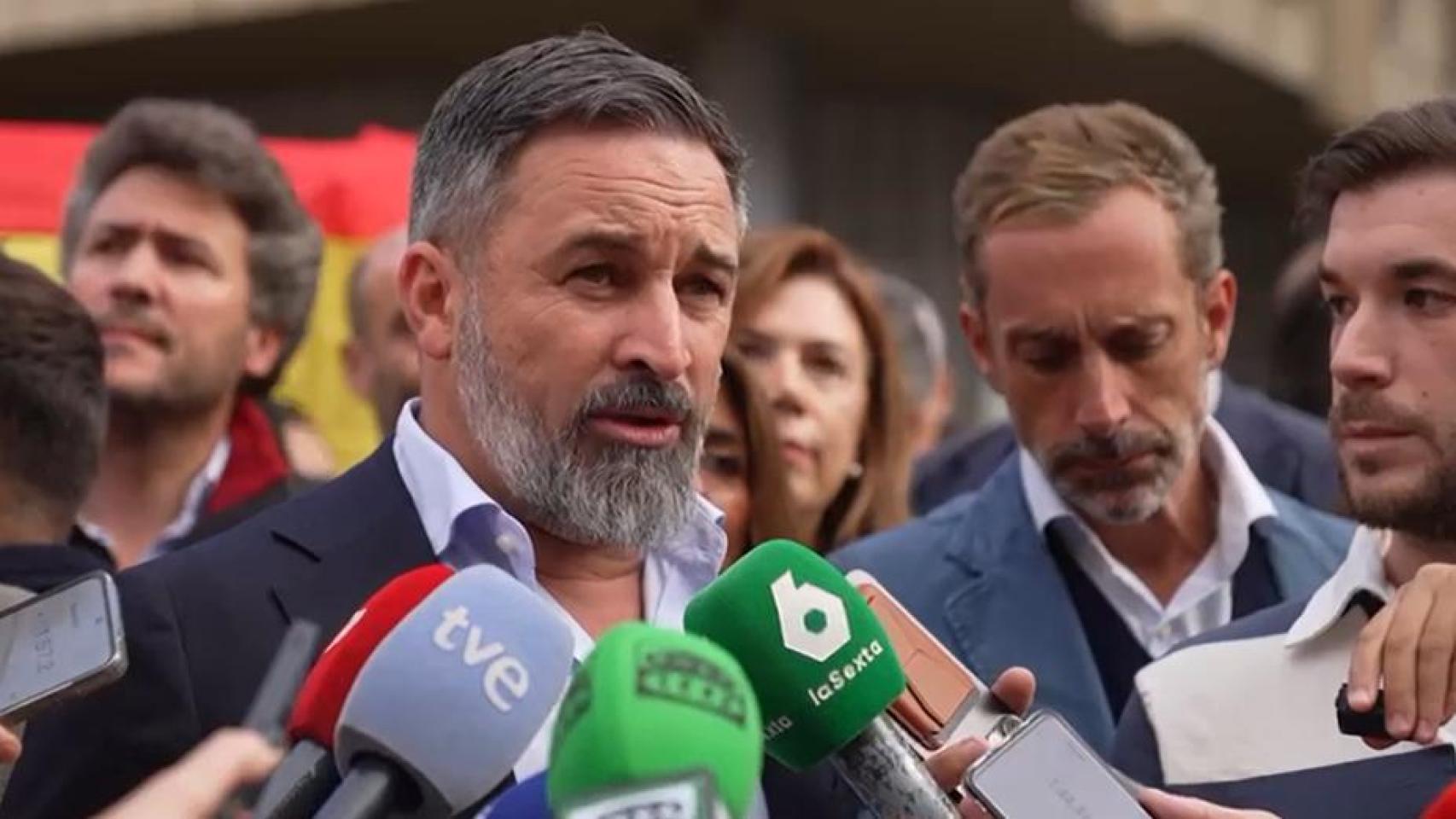 El líder de Vox, Santiago Abascal, este lunes en Segovia.