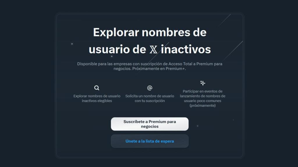 X permitirá cambiar el nombre por otro que esté inactivo