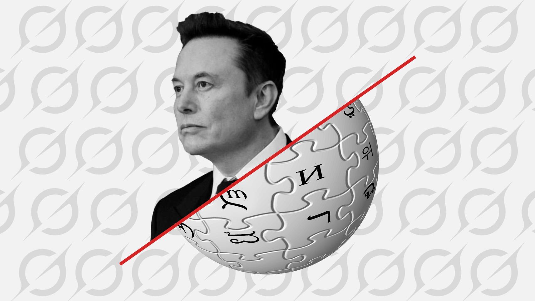 Montaje con Elon Musk y los logos de Wikipedia y Grok