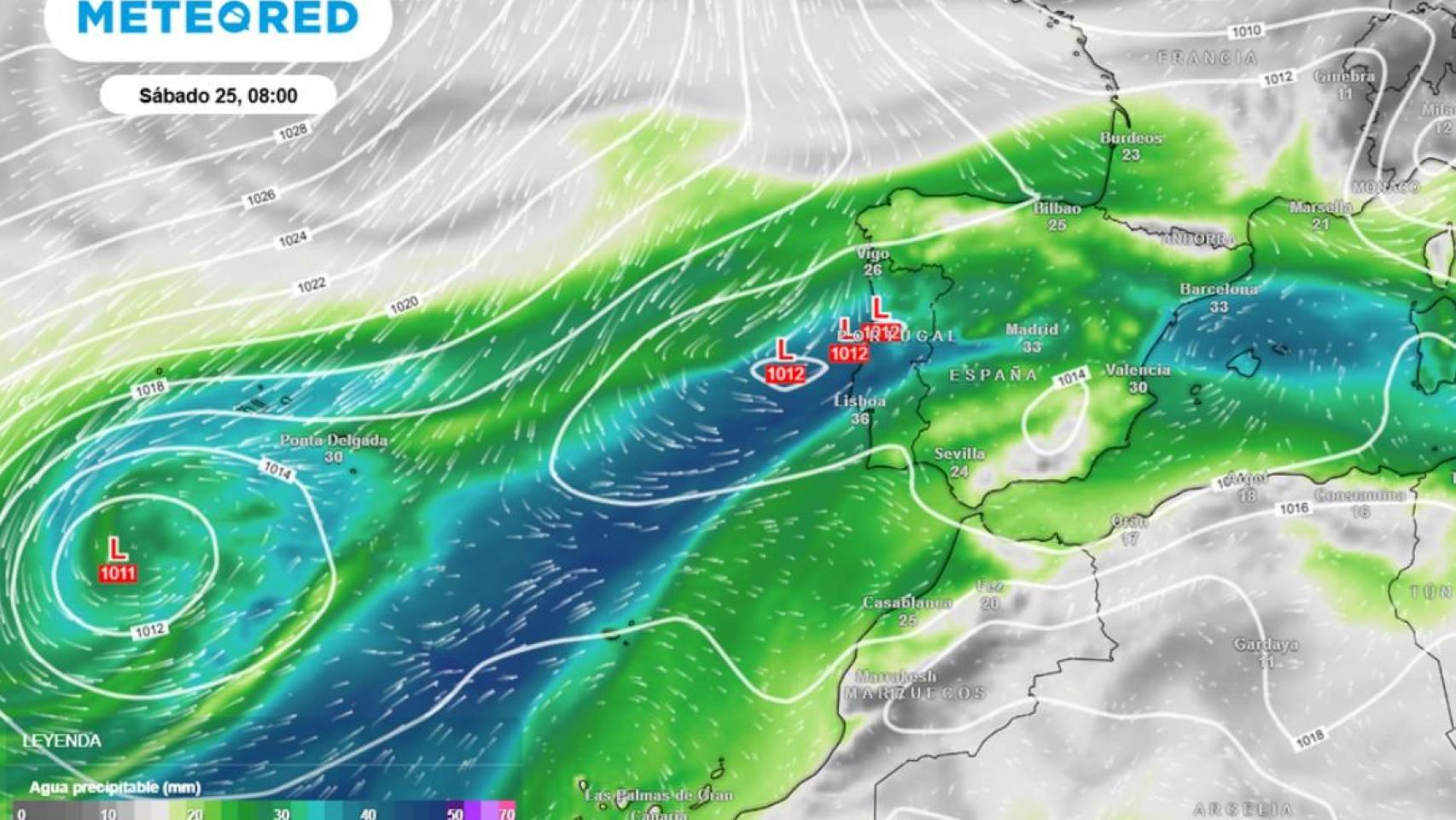 Llega un gran  río  de borrascas: Aemet avisa a España por hasta 300 l/m2 de lluvia y anomalías de temperaturas en estas zonas