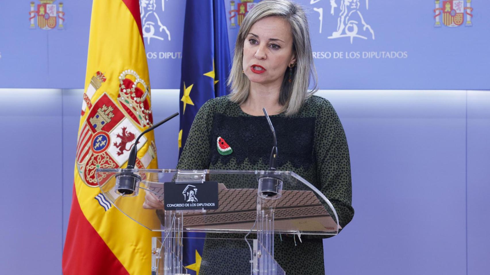 La portavoz de Sumar, Verónica Martínez Barbero, este martes en el Congreso.
