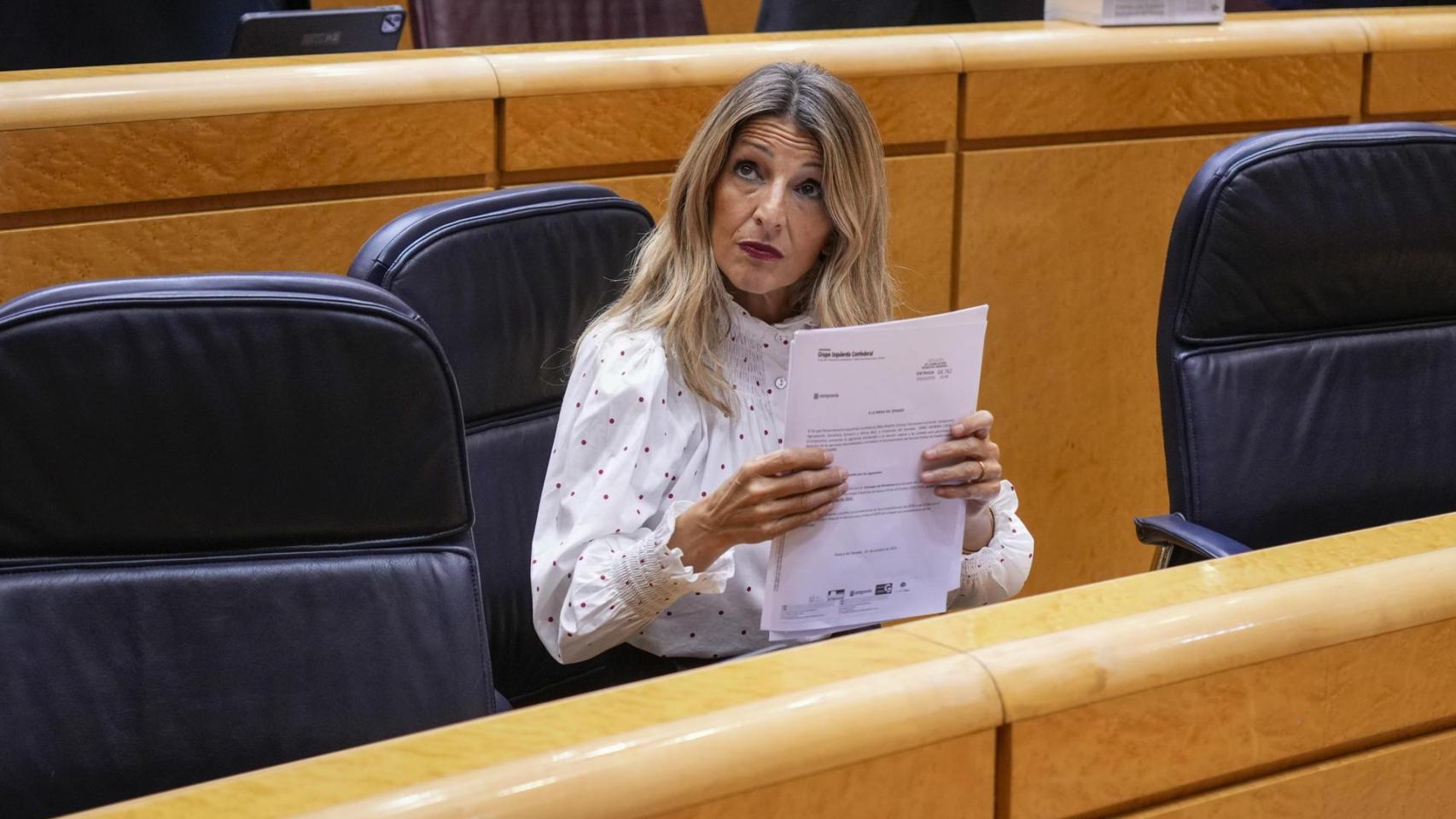 La vicepresidenta segunda del Gobierno, Yolanda Díaz, en el Senado.