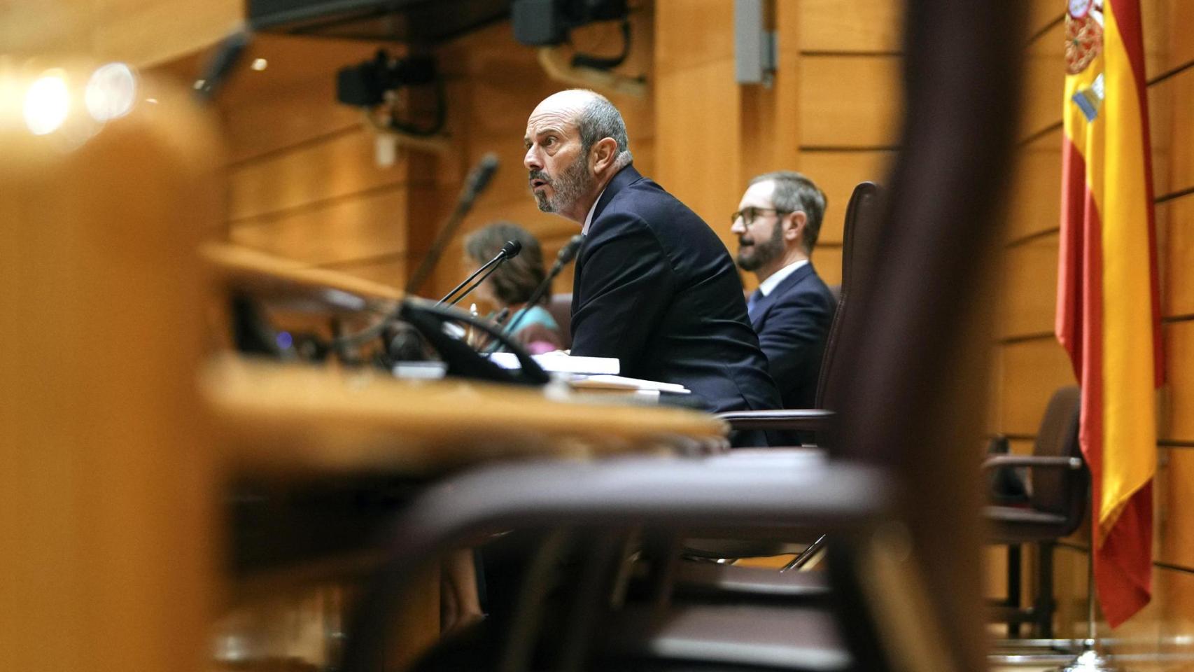 El presidente del Senado, Pedro Rollán, este martes durante la sesión de control.