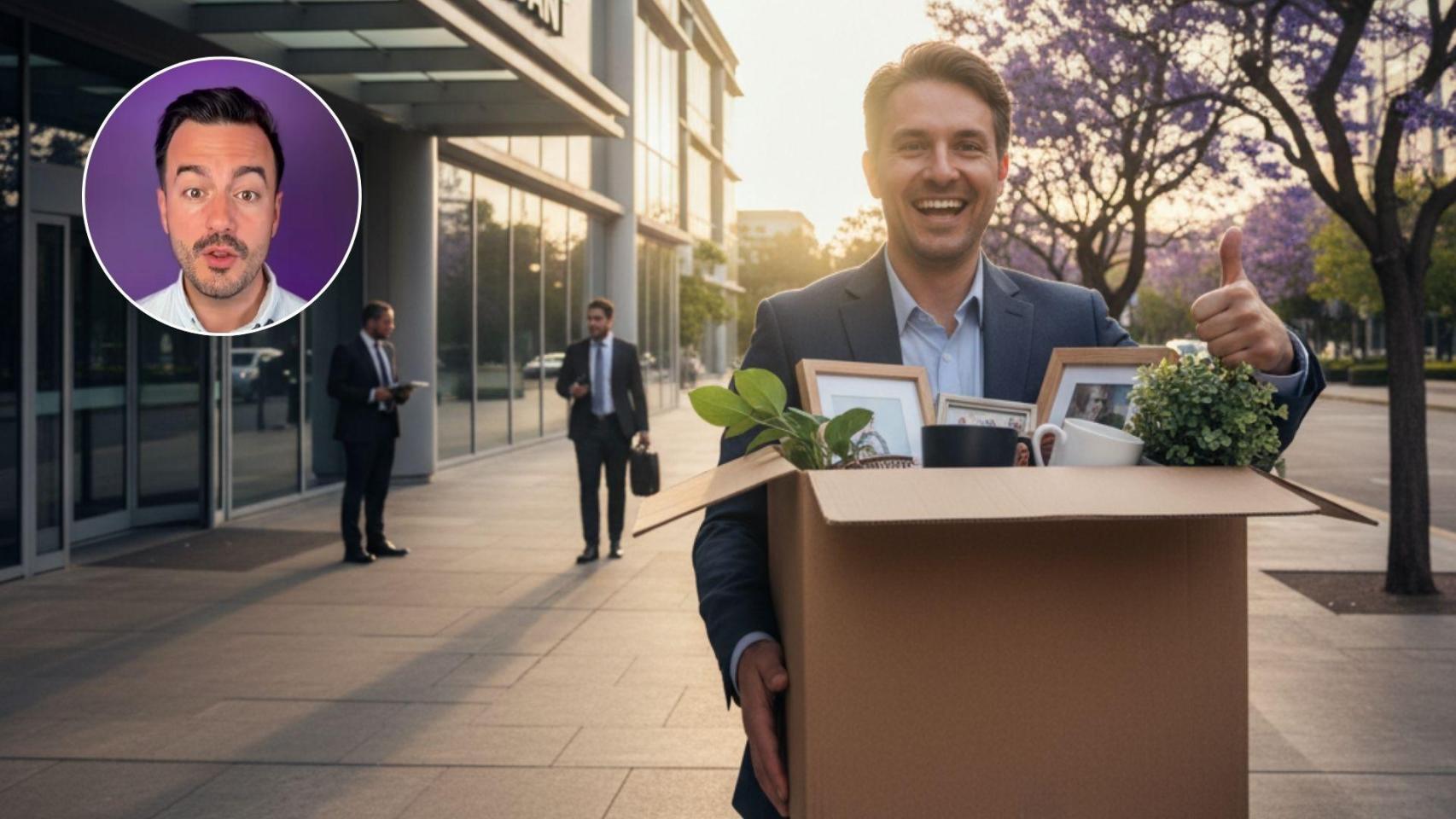 Imagen generada por IA de un trabajador autodespido y de Ignacio de la Calzada.