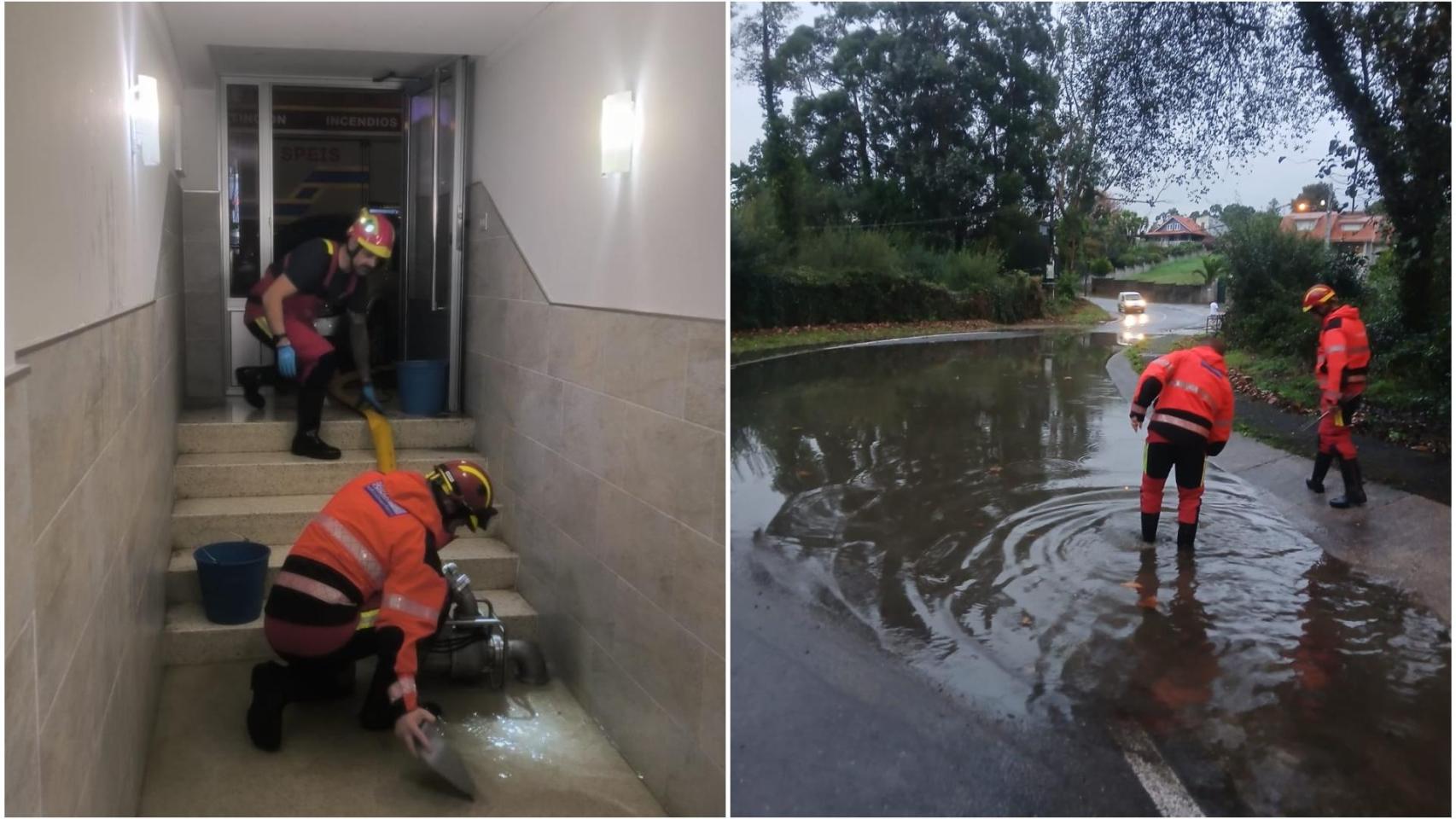Las fuertes lluvias de este martes en Oleiros (A Coruña) dejan inundaciones y tráfico afectado