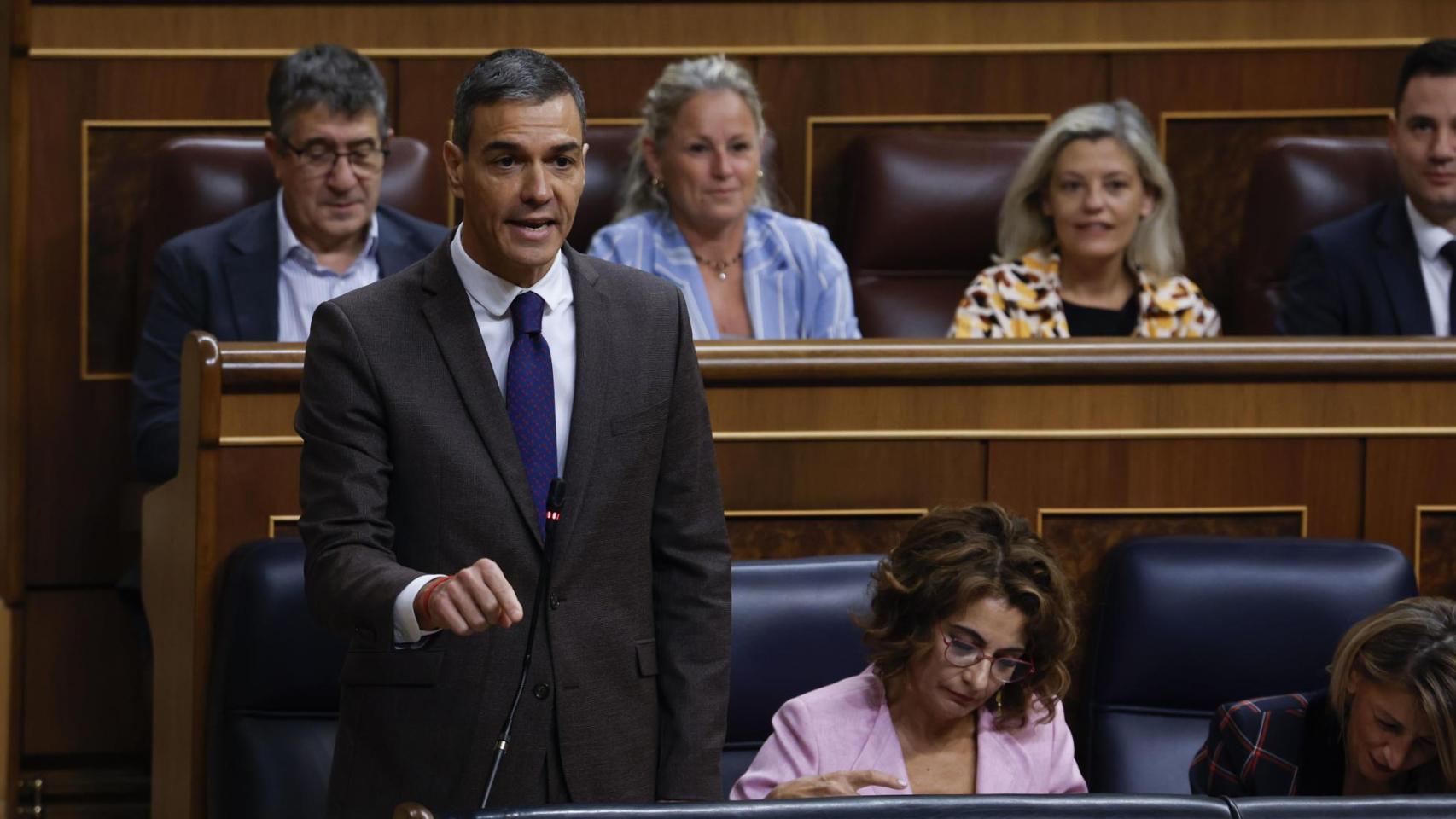 El presidente del Gobierno, Pedro Sánchez, este miércoles en el Congreso.