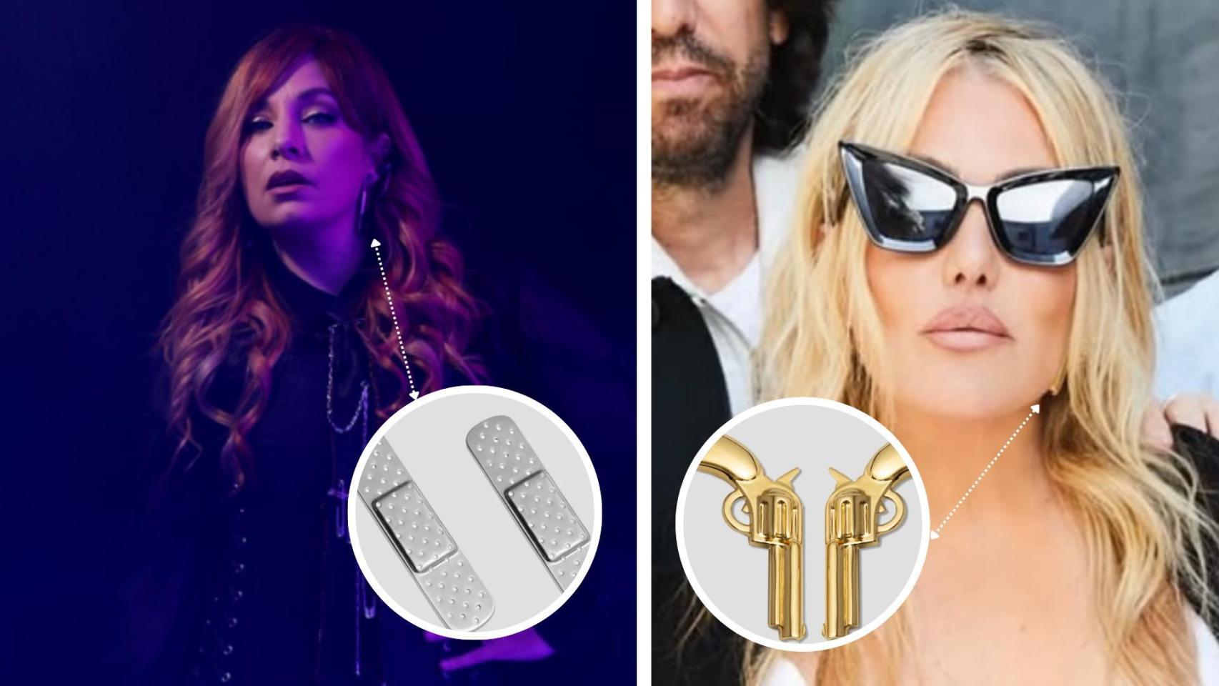 Un montaje con imágenes de La Oreja de Van Gogh y los pendientes de Rod Almayate.