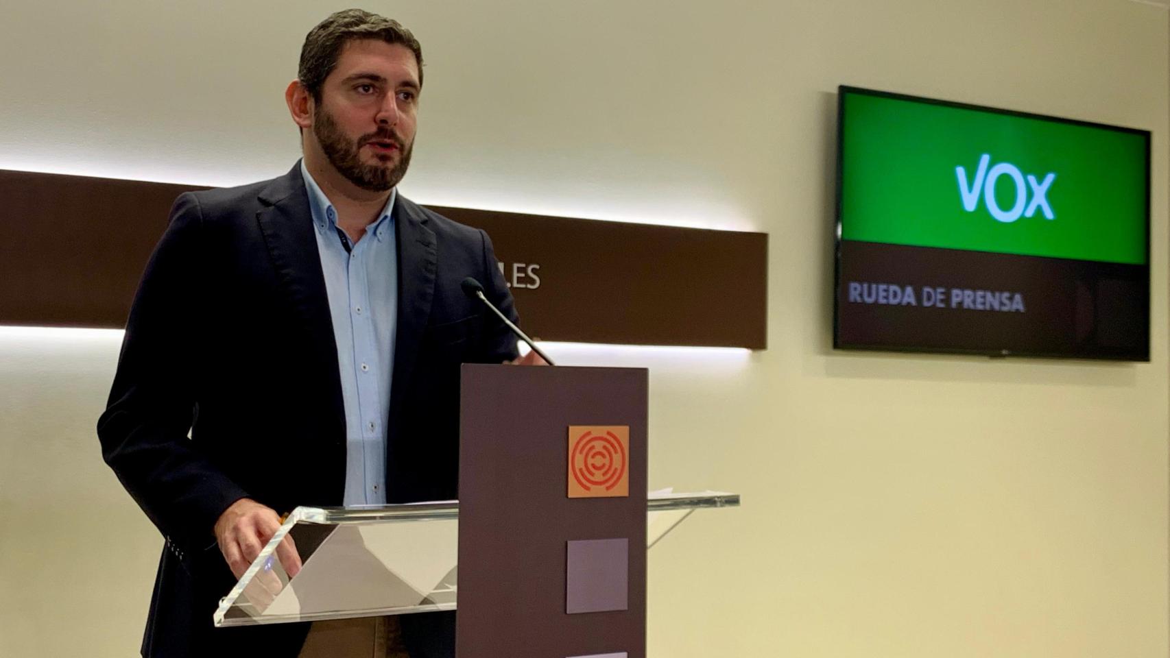 Alejandro Nolasco, portavoz de Vox, este miércoles en las Cortes de Aragón.